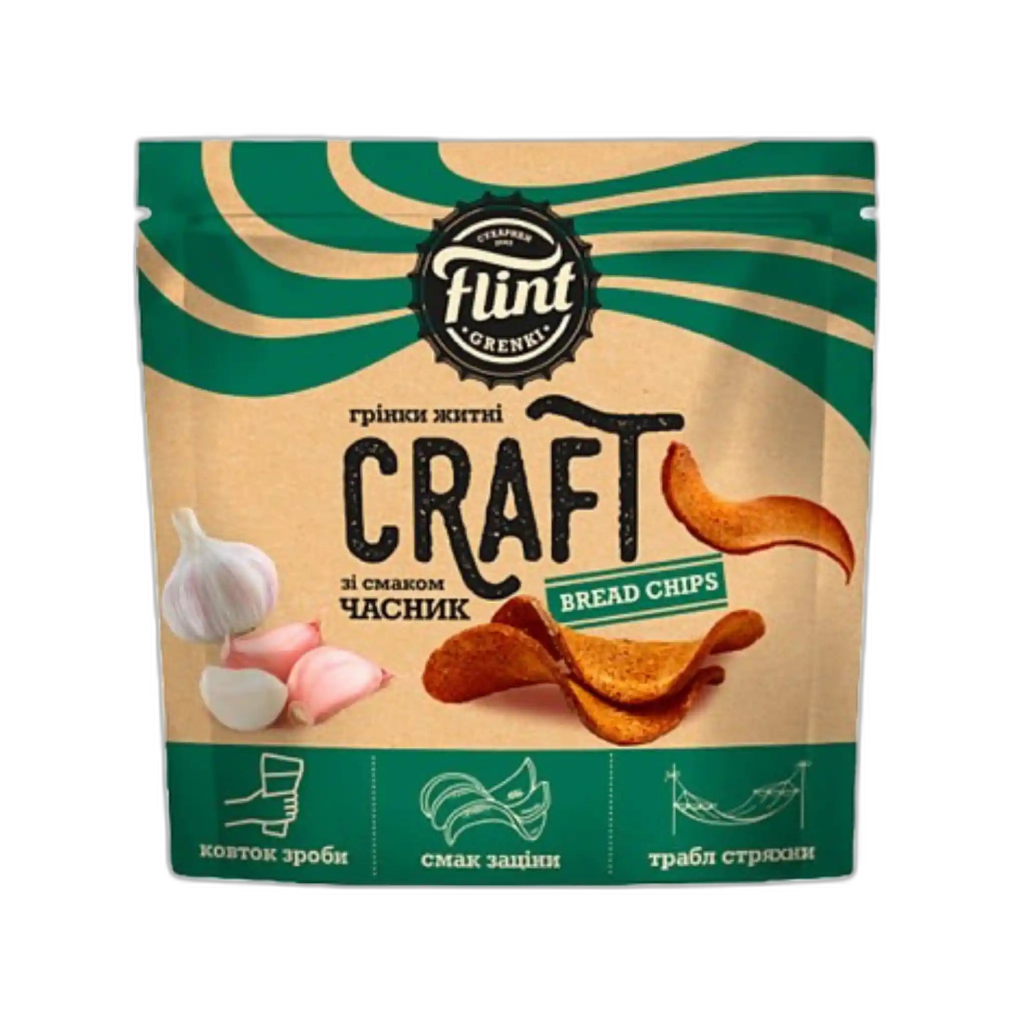 Flint CRAFT Krutony  (grenki) zvlněný s přichutí česneka, 90g/8ks