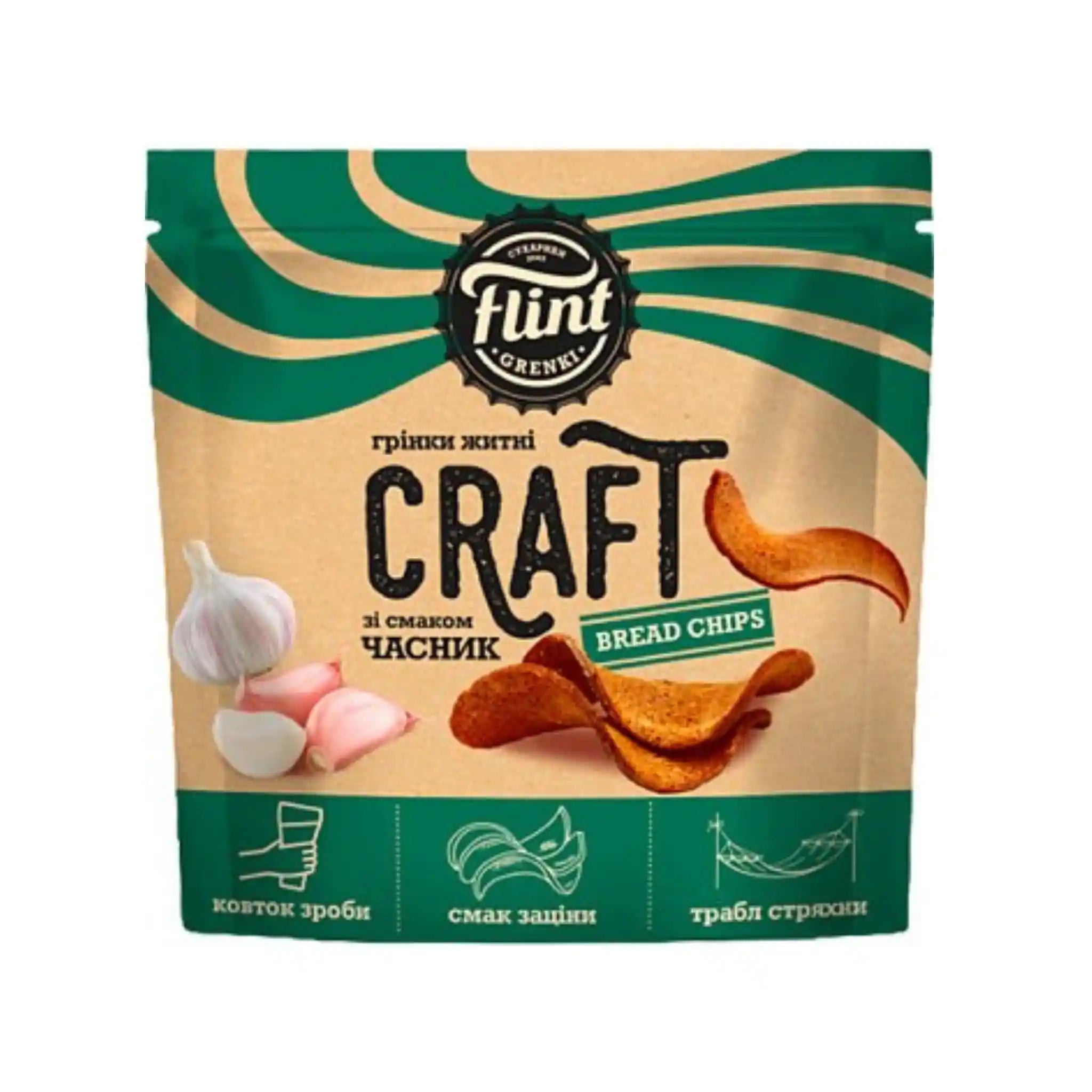 Flint CRAFT Krutony  (grenki) zvlněný s přichutí česneka, 90g/8ks