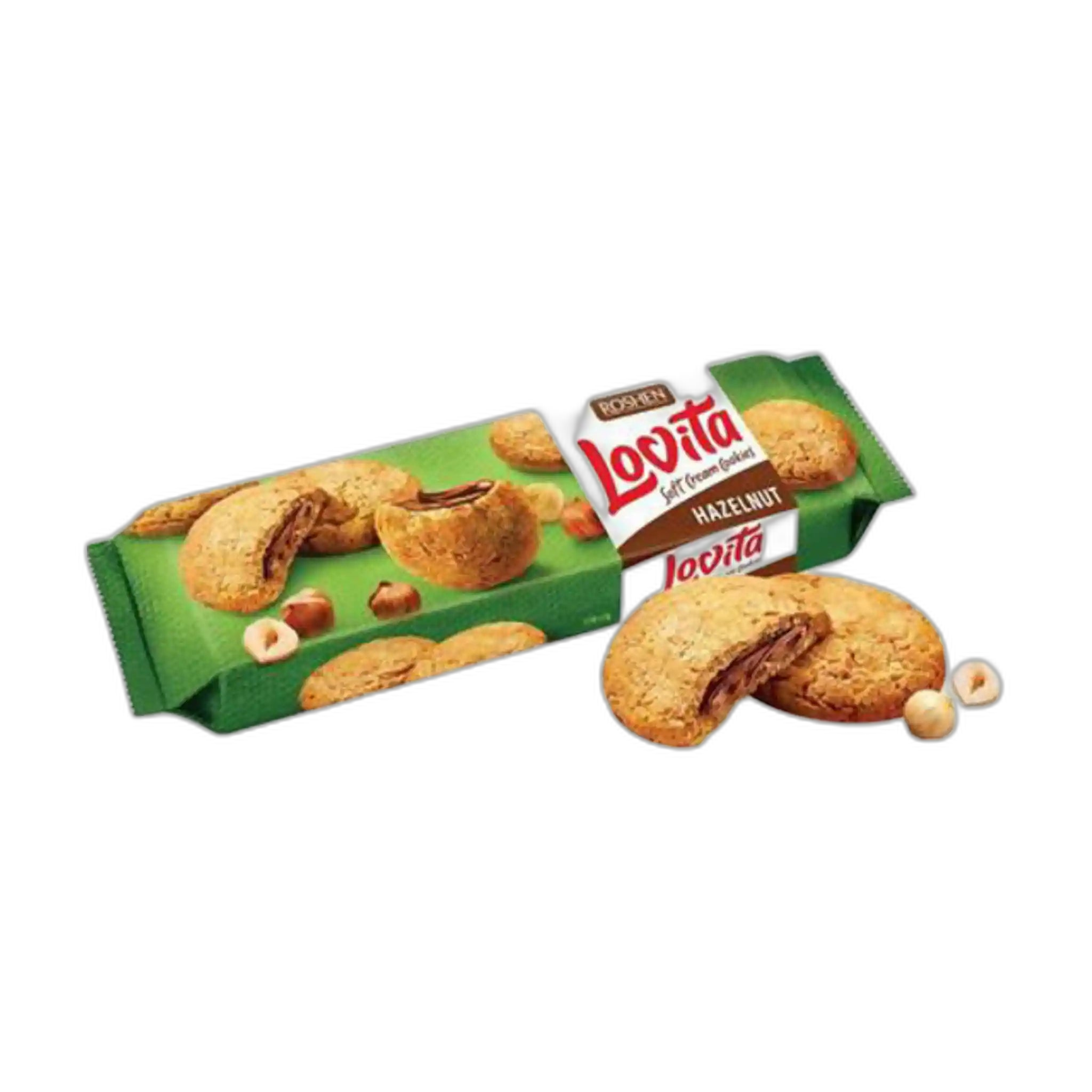 Roshen Sušenky "Lovita soft cream cookies" s ořechovou náplní, 127g/18ks