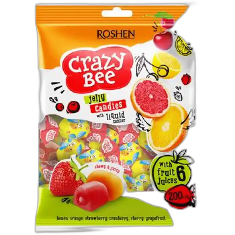 Roshen Želé bonbóny "Crazy Bee Frutty", 200g/12 ks