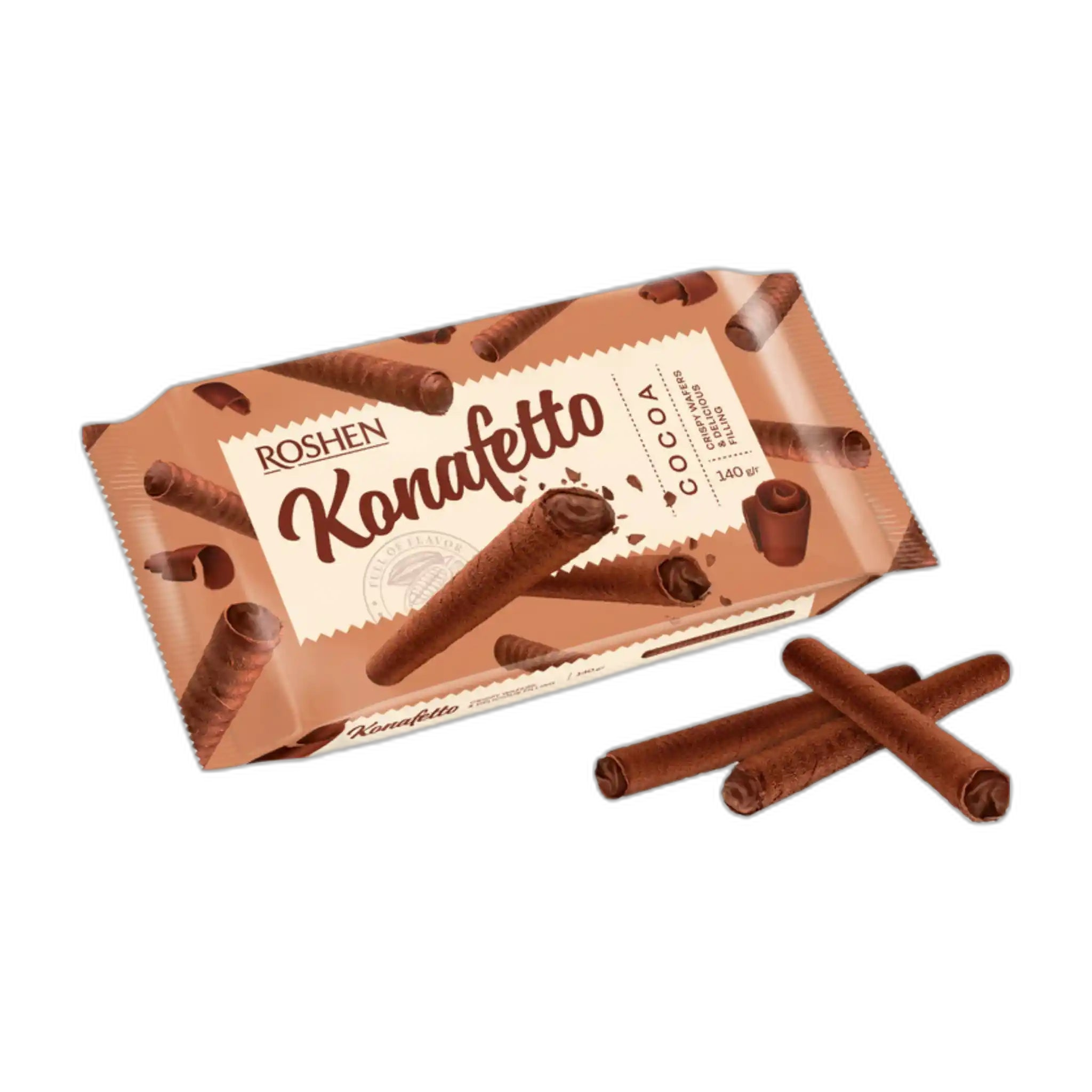 Roshen Oplatké trubičky "Konafetto" čokoládové, 140g/15 ks