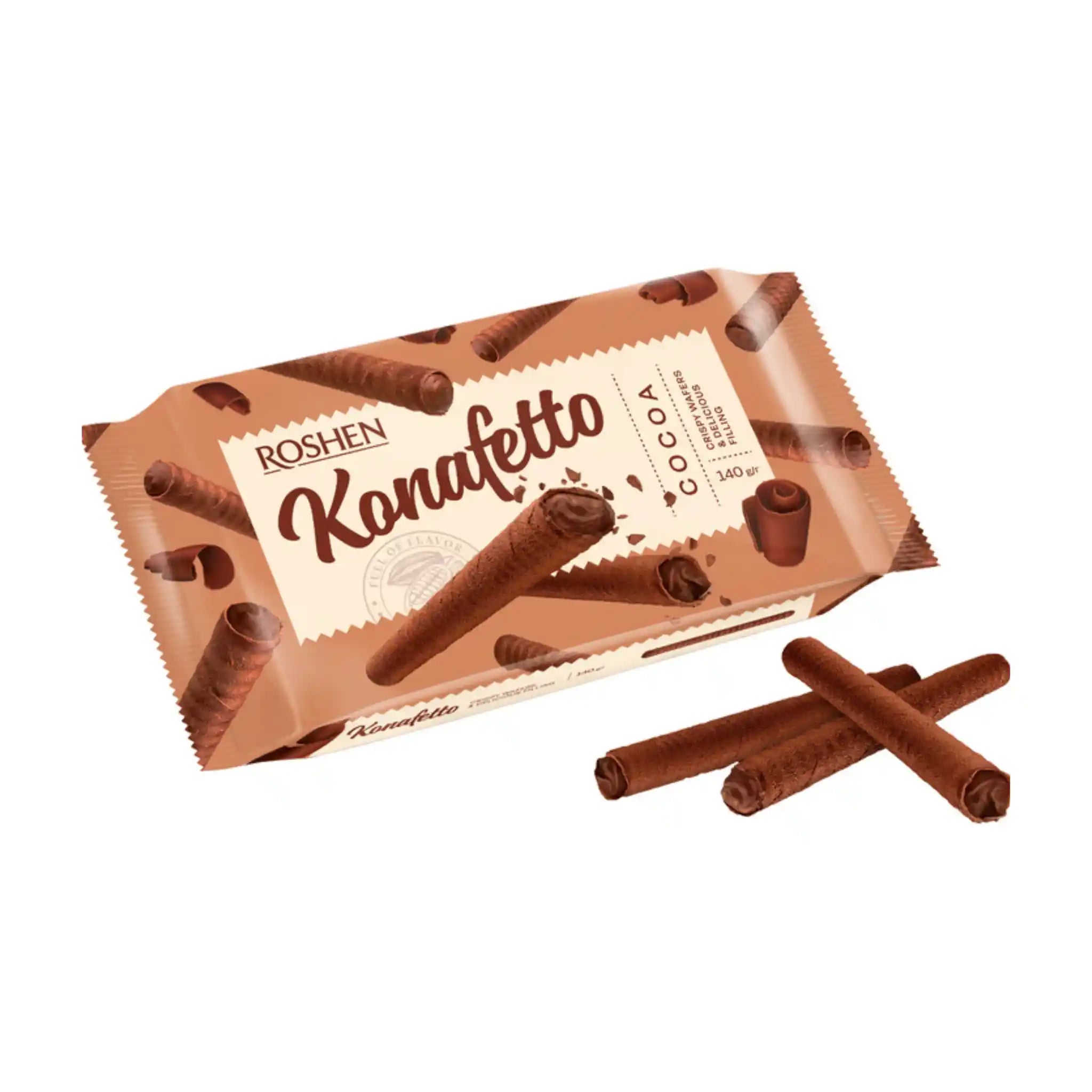 Roshen Oplatké trubičky "Konafetto" čokoládové, 140g/15 ks