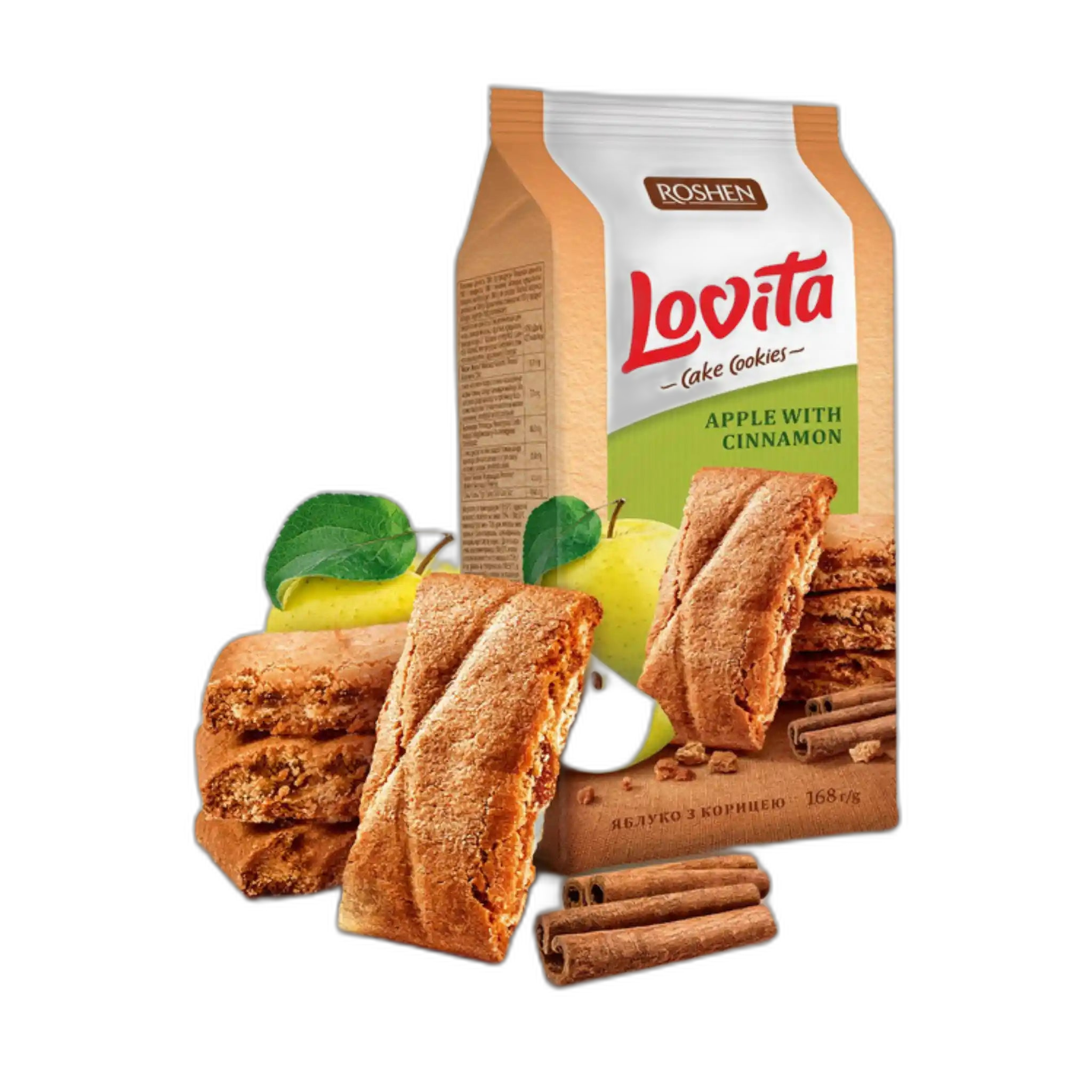 Roshen Sušenky "Lovita cake cookies" s jablečnou a skořicovou náplní, 168g/16ks