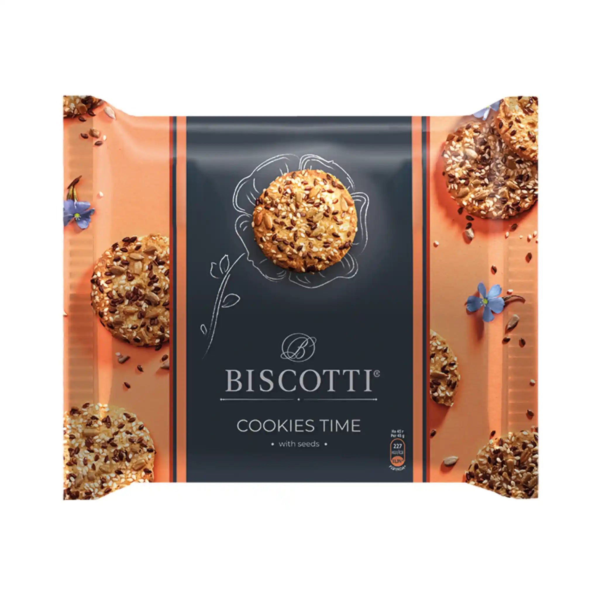 Biscotti Cookies time Sušenky z křehkého testa se seminky, 180g/ 10 ks