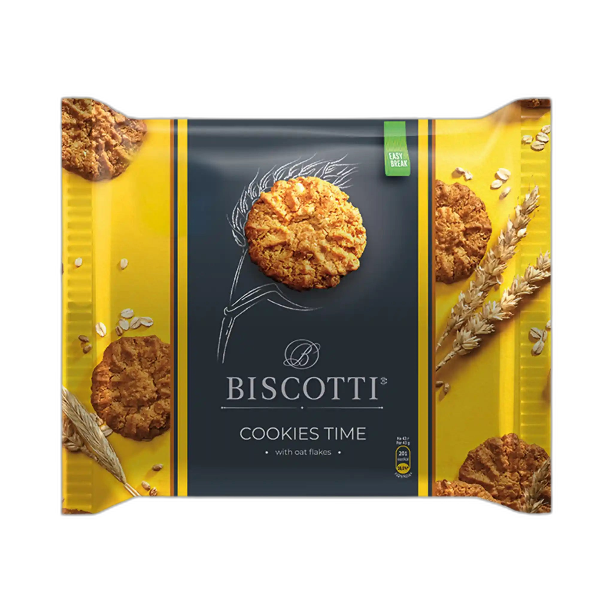 Biscotti Cookies time Sušenky z křehkého testa s ovesnými vločkami, 170g/ 10 ks