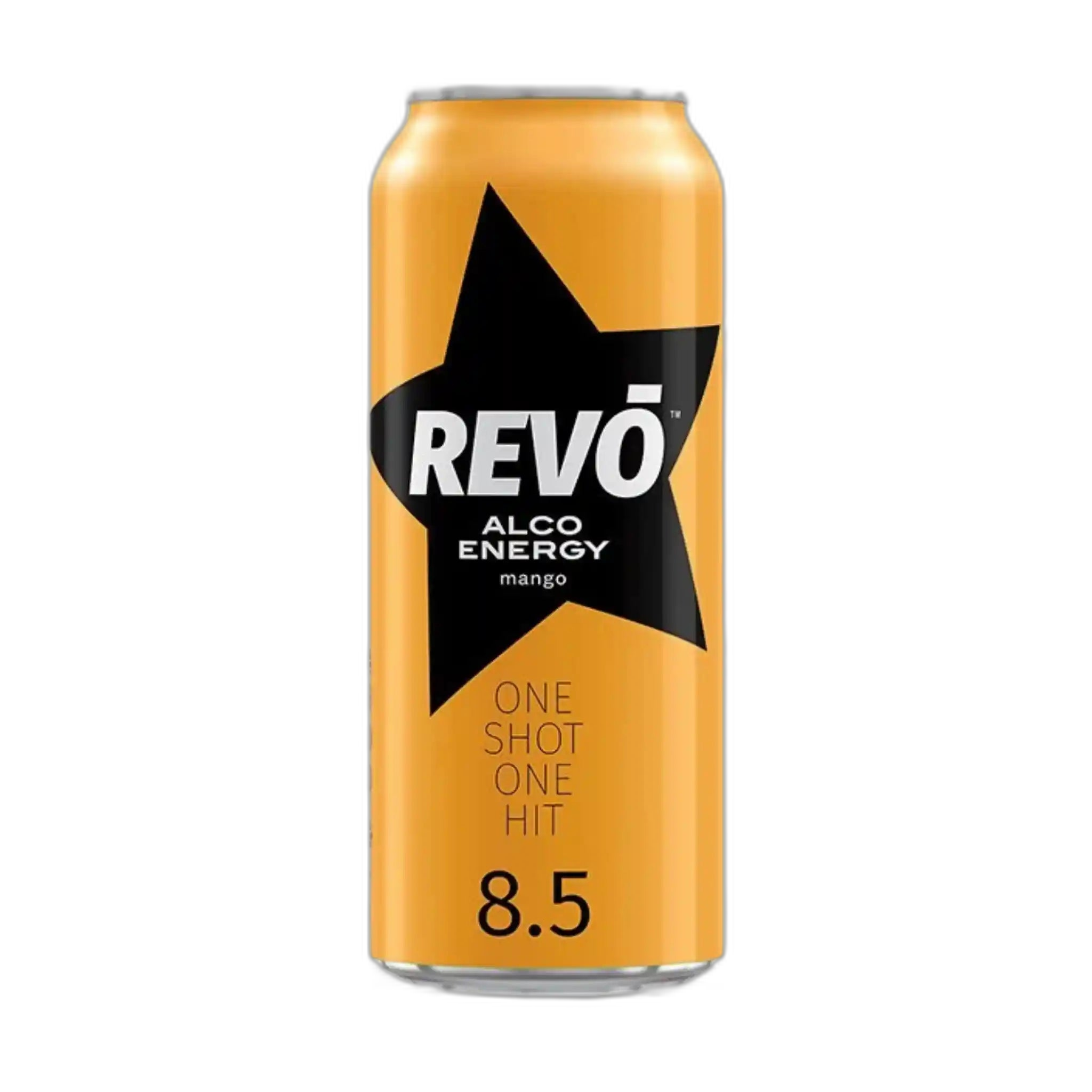 Revo Mango alkoholický energetický nápoj 8,5%, plech 0,5l/24ks