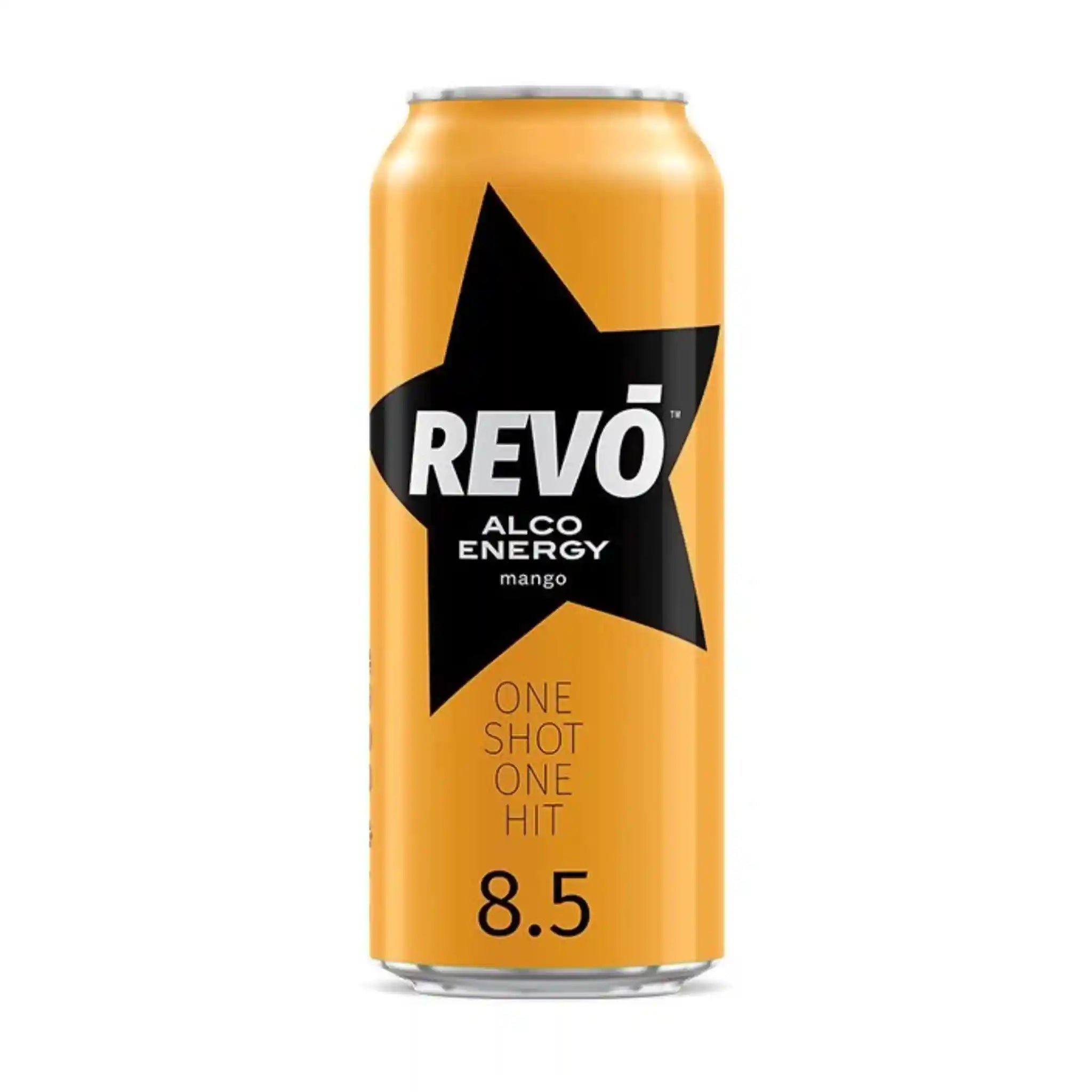 Revo Mango alkoholický energetický nápoj 8,5%, plech 0,5l/24ks