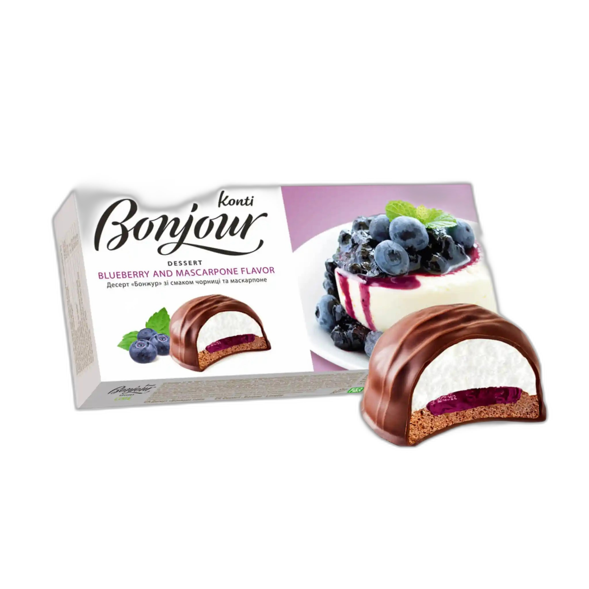 Konti "Bonjour" dezert suflé s příchutí mascarpone s borůvkami, 232g/9ks