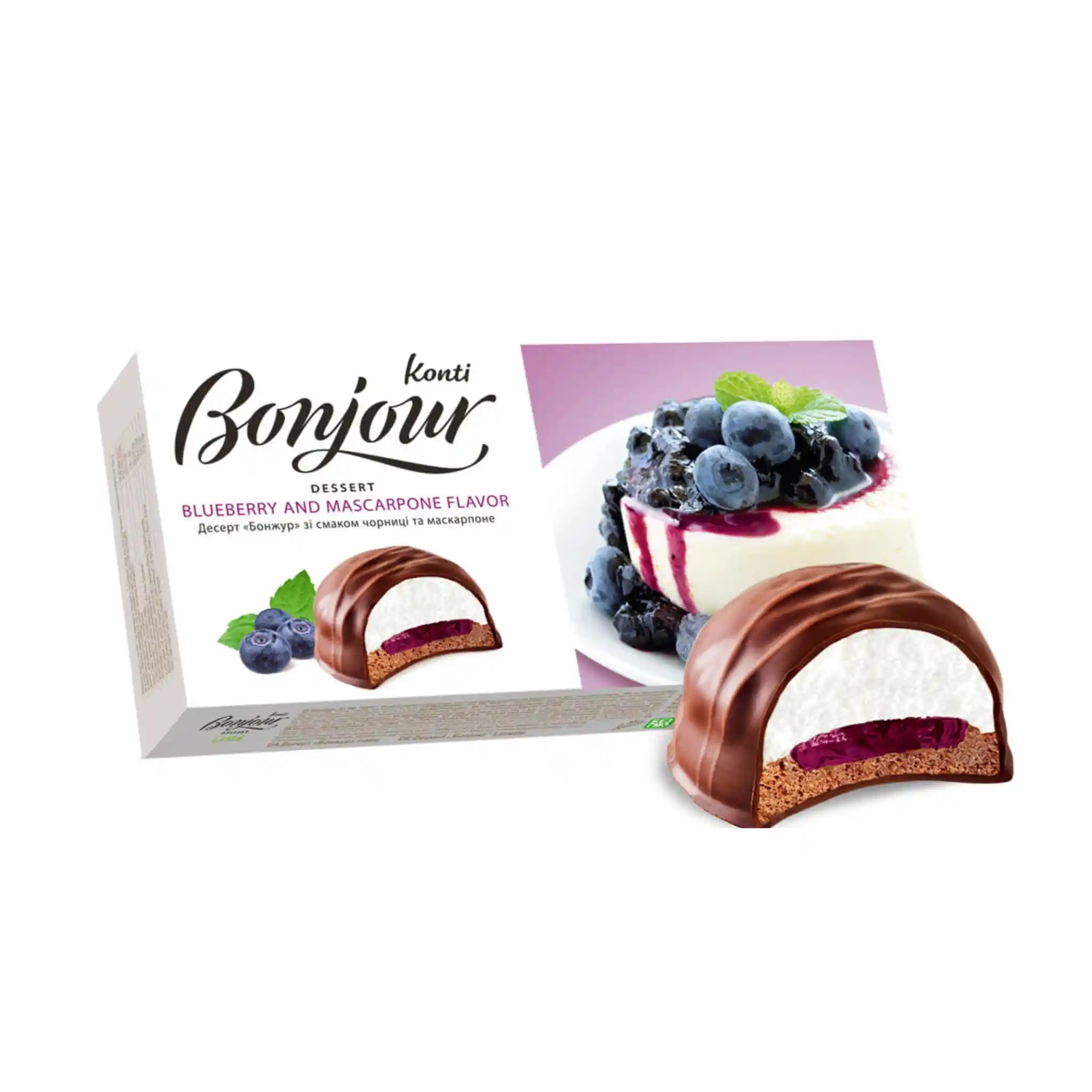 Konti  "Bonjour" dezert suflé s příchutí mascarpone s borůvkami, 232g/9ks