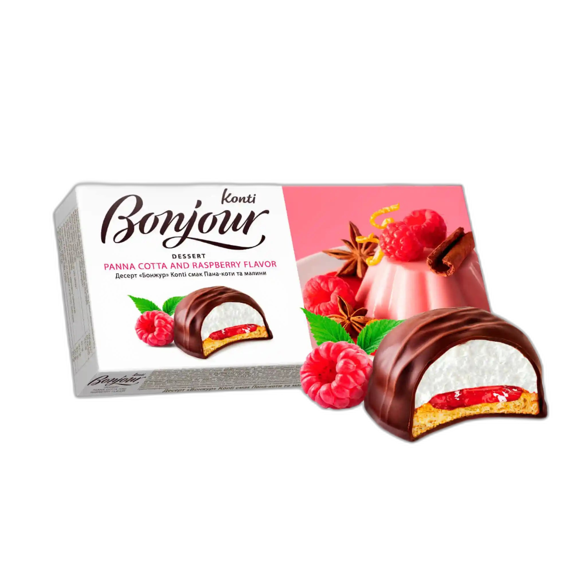 Konti "Bonjour" dezert suflé s příchutí panna cotta s malinamií, 232g/9ks