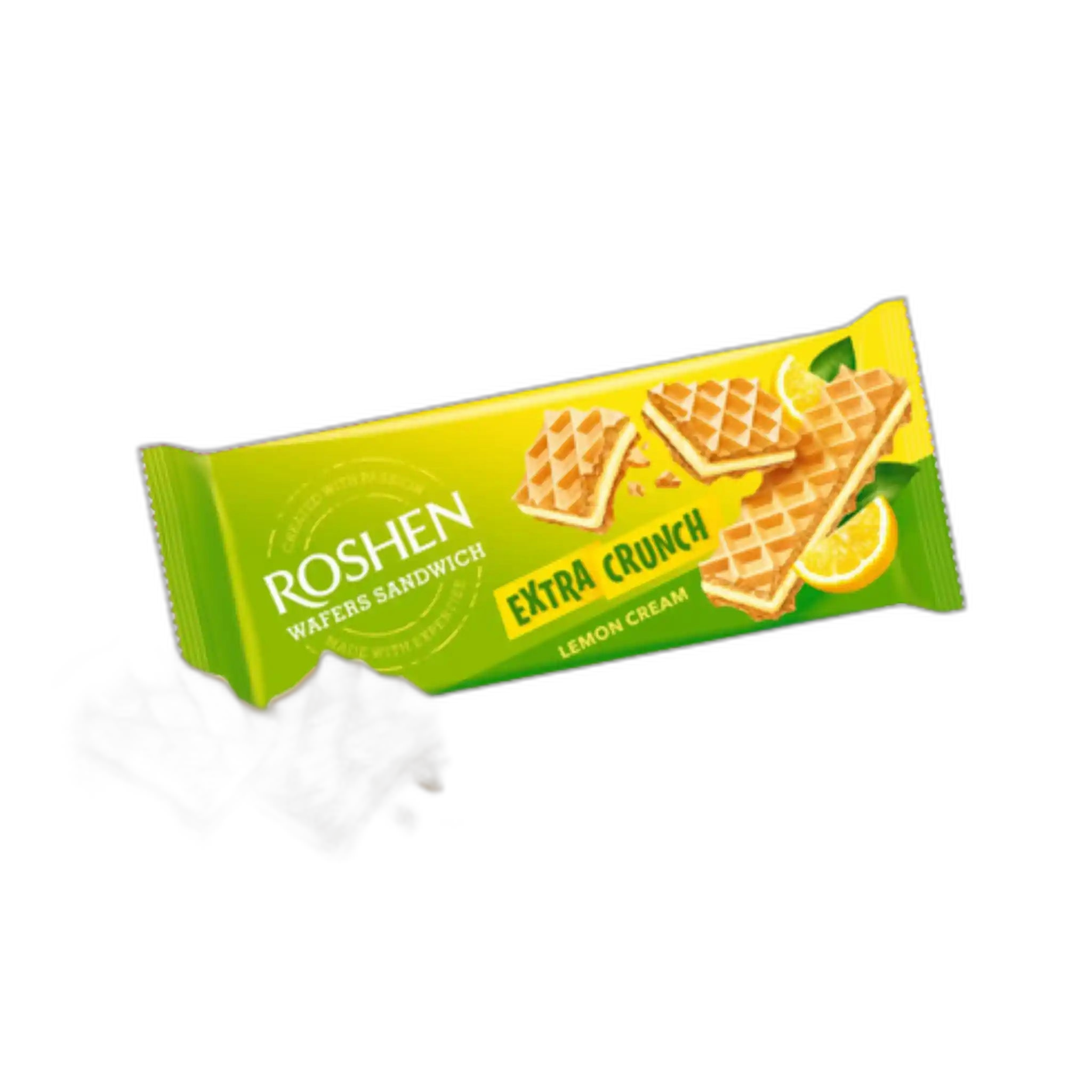 Roshen Oplatké  "Wafers Sandwich Crunch Lemon" citronové, 142g/15 ks