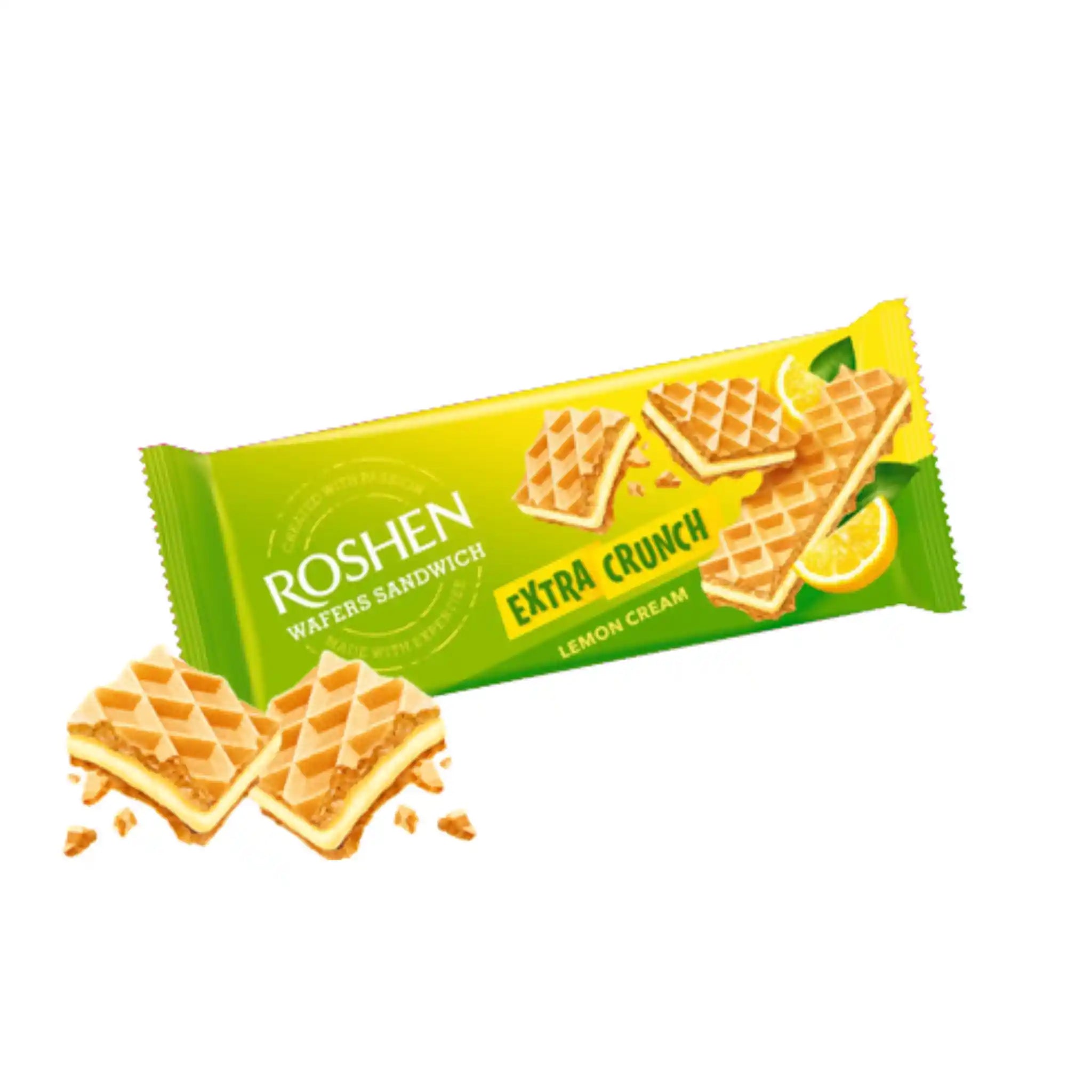 Roshen Oplatké  "Wafers Sandwich Crunch Lemon" citronové, 142g/15 ks
