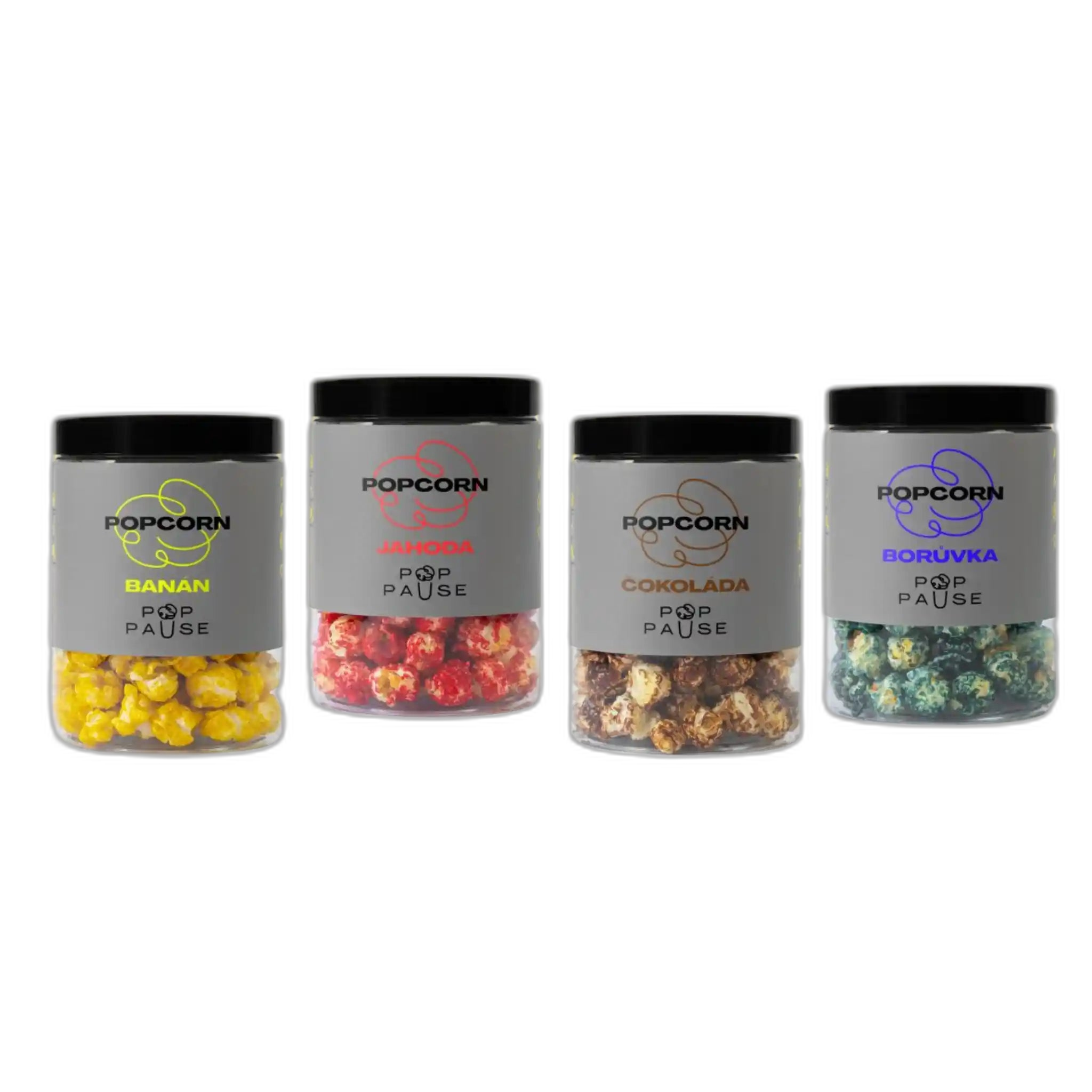 Popcorn MIX (jahoda, banan, čokolada, borůvka) 100gr/4kus