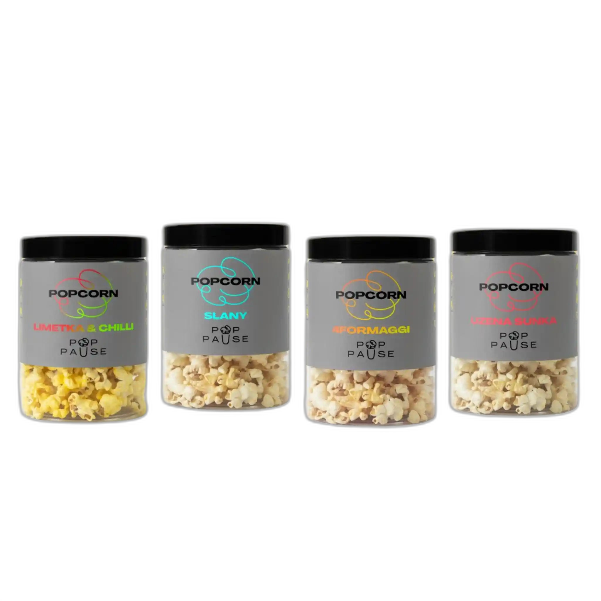 Popcorn MIX (slaný, limetka&chilli,4formaggi, užená šunka) 100gr/4kus
