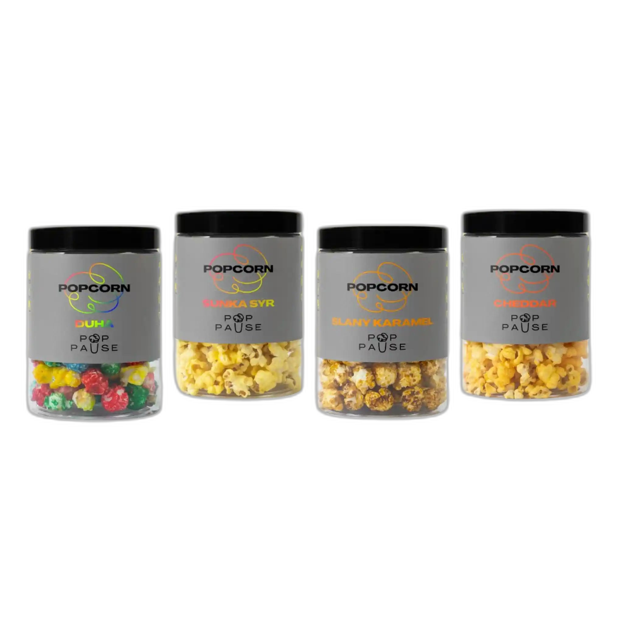 Popcorn sladko-slaný MIX (duha, šunka&sýr, slaný karamel, cheddar), 100gr/4kus