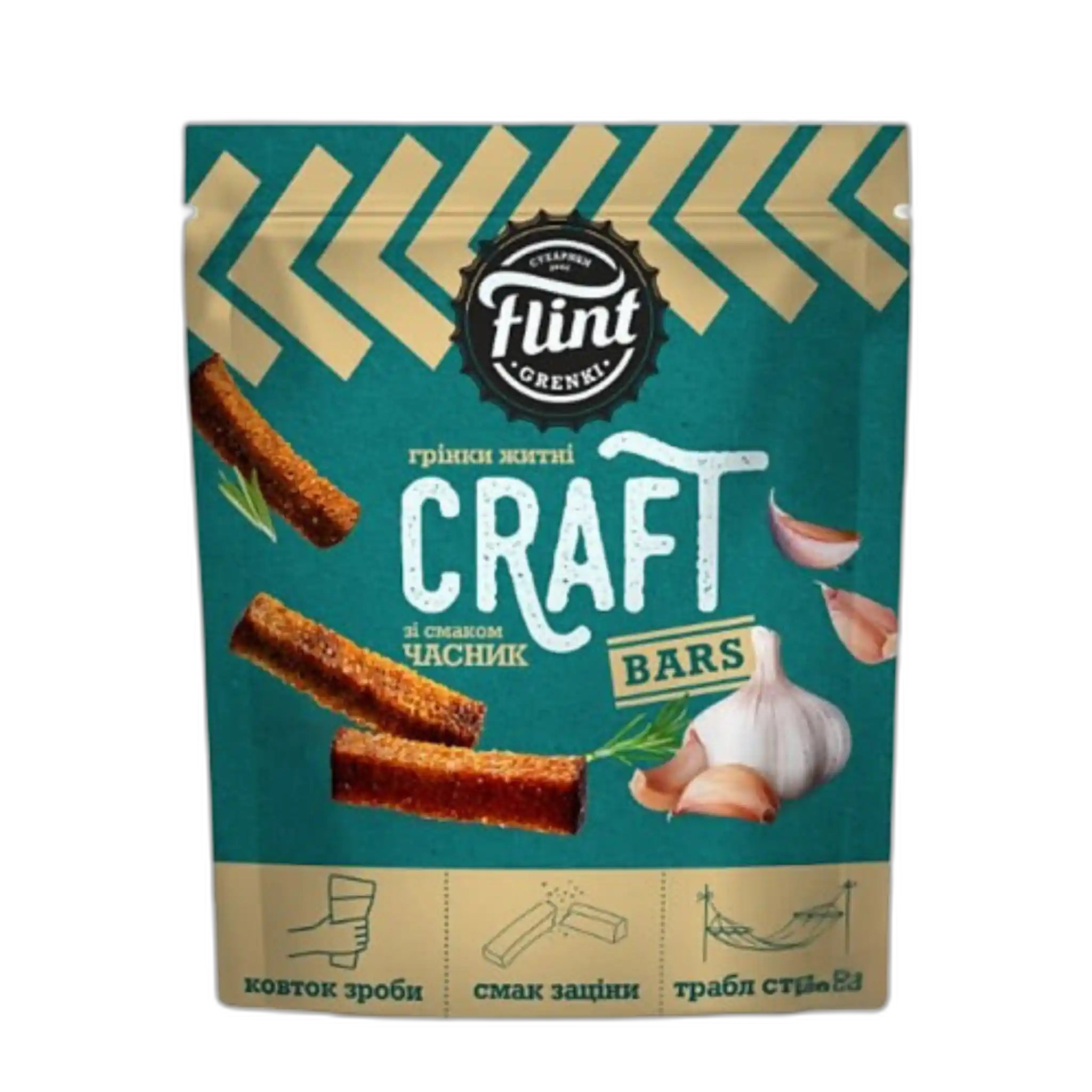 Flint Krutony (grenki) "Craft"  s přichutí česneka, 90g/35ks