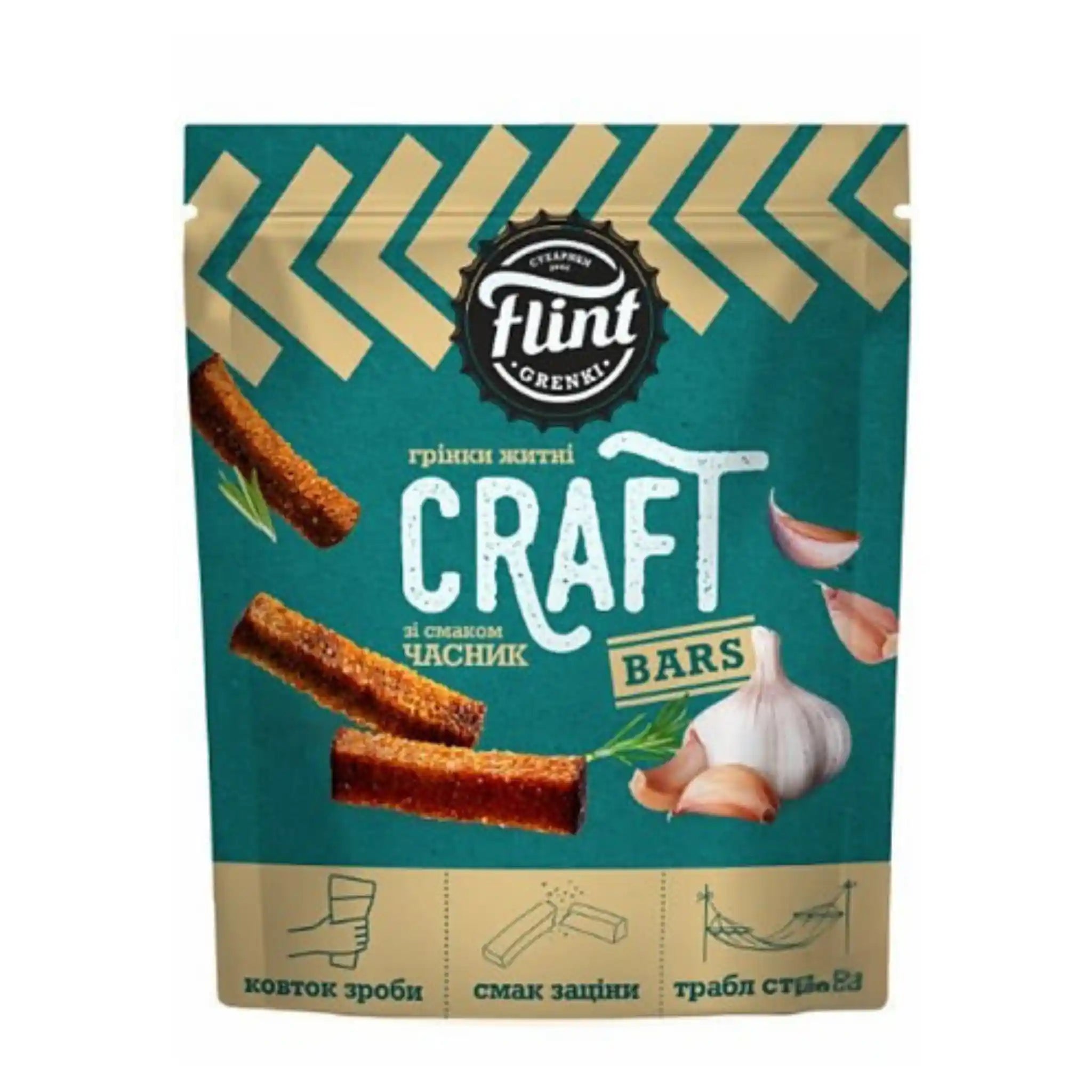 Flint Krutony (grenki) "Craft"  s přichutí česneka, 90g/35ks
