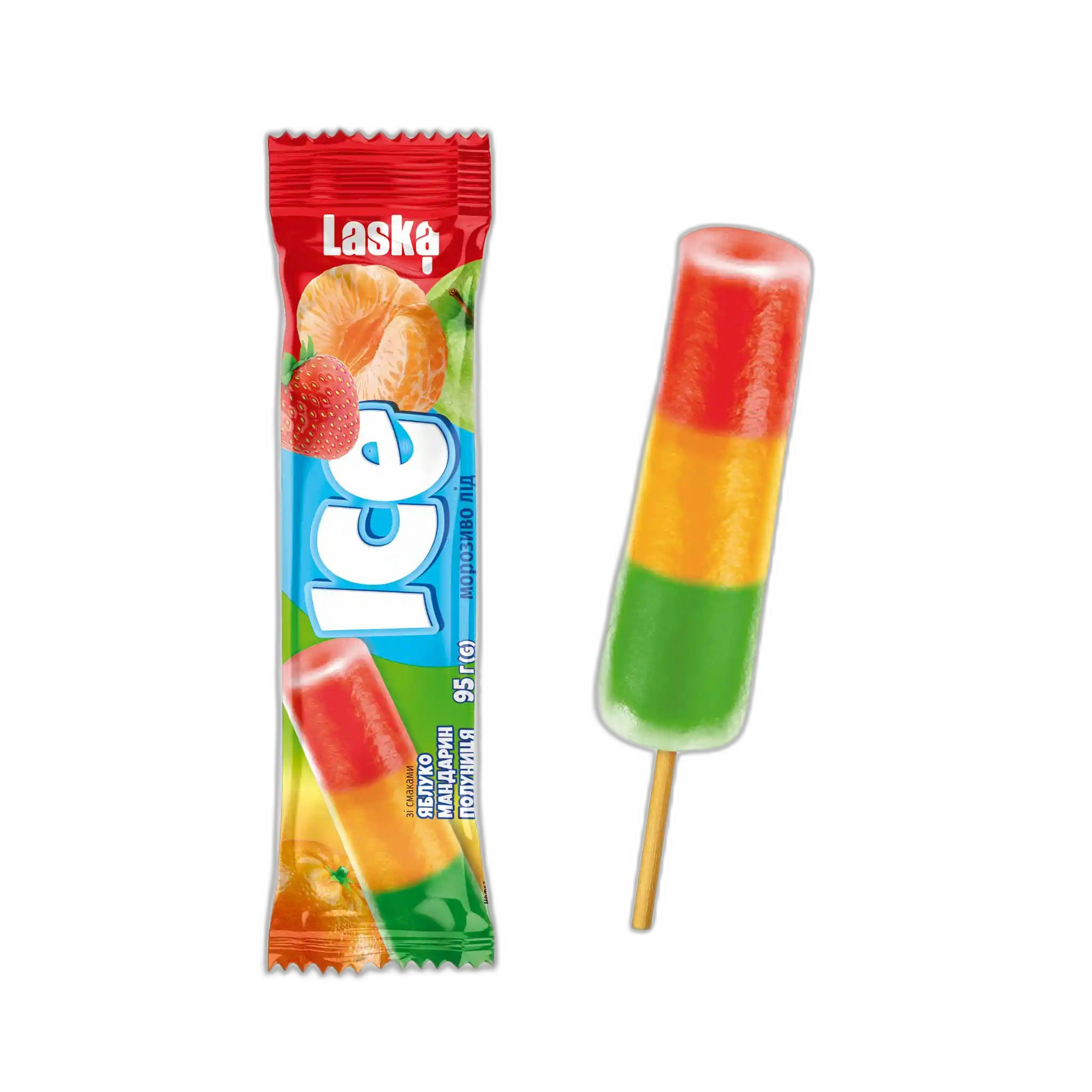 Laska Led s příchutí jahody, mandarinky a jablka, 95g/32ks