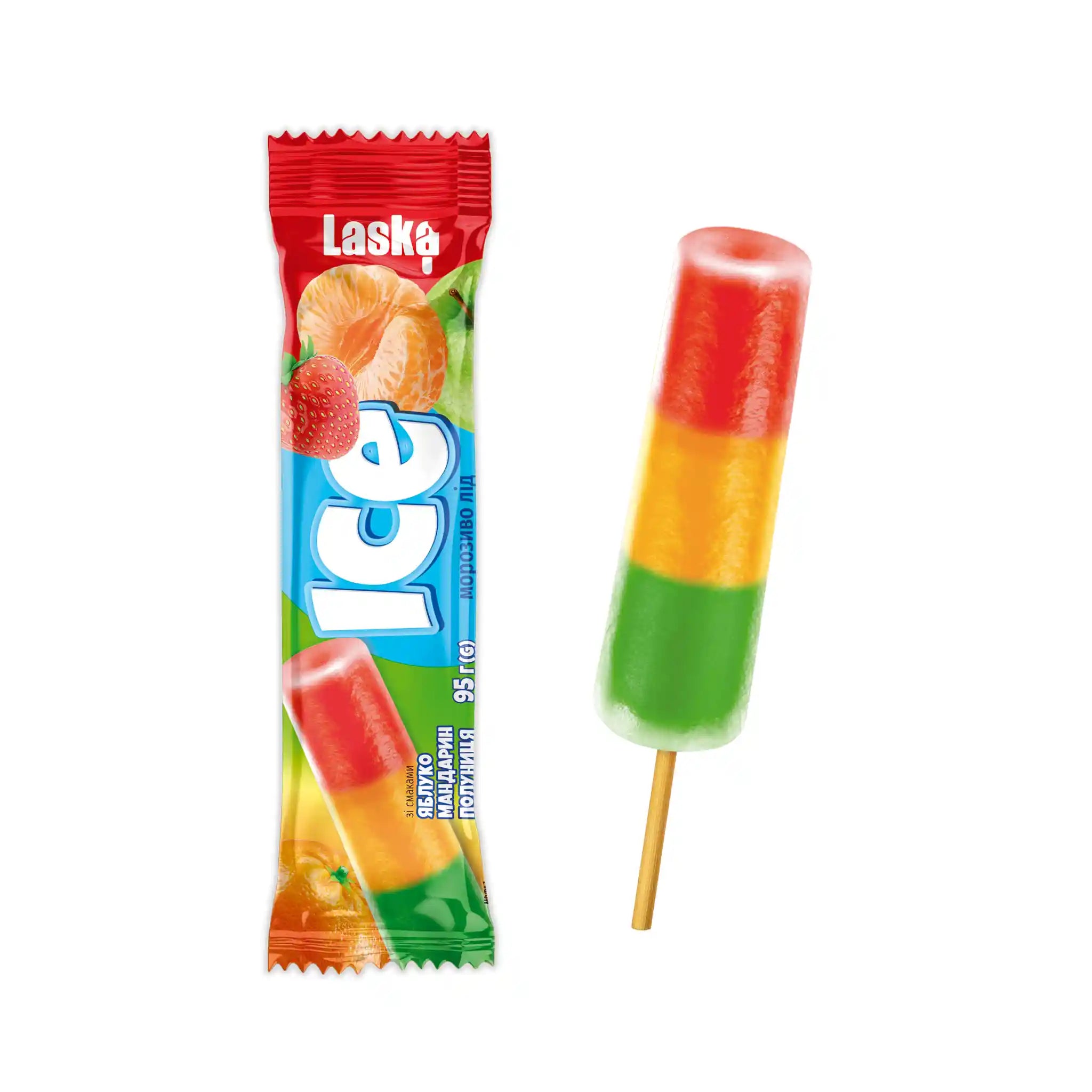 Laska Led s příchutí jahody, mandarinky a jablka, 95g/32ks