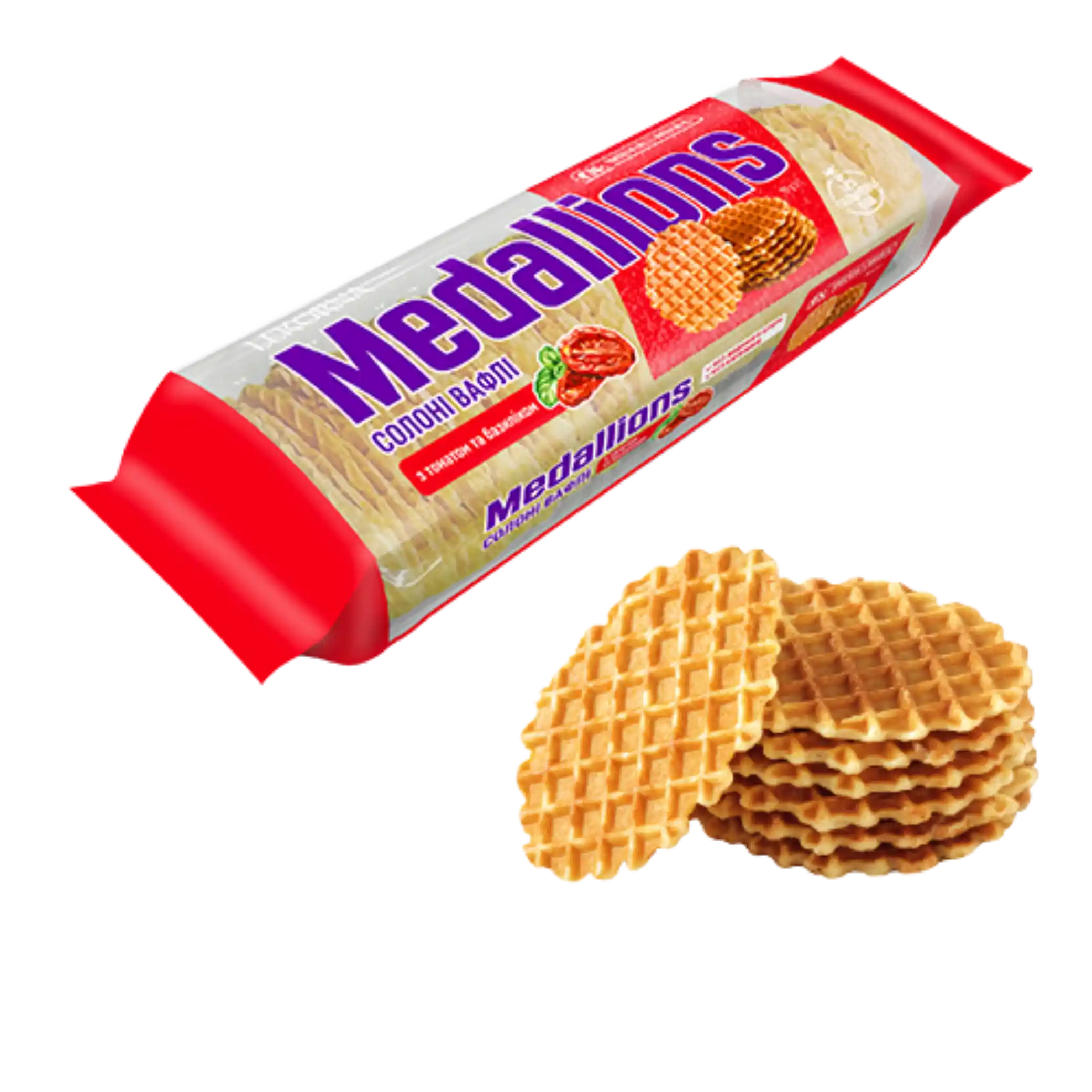 TM Lekorna Slané vafle „Medallions“ s rajčaty a bazalkou, 90g/ 12ks