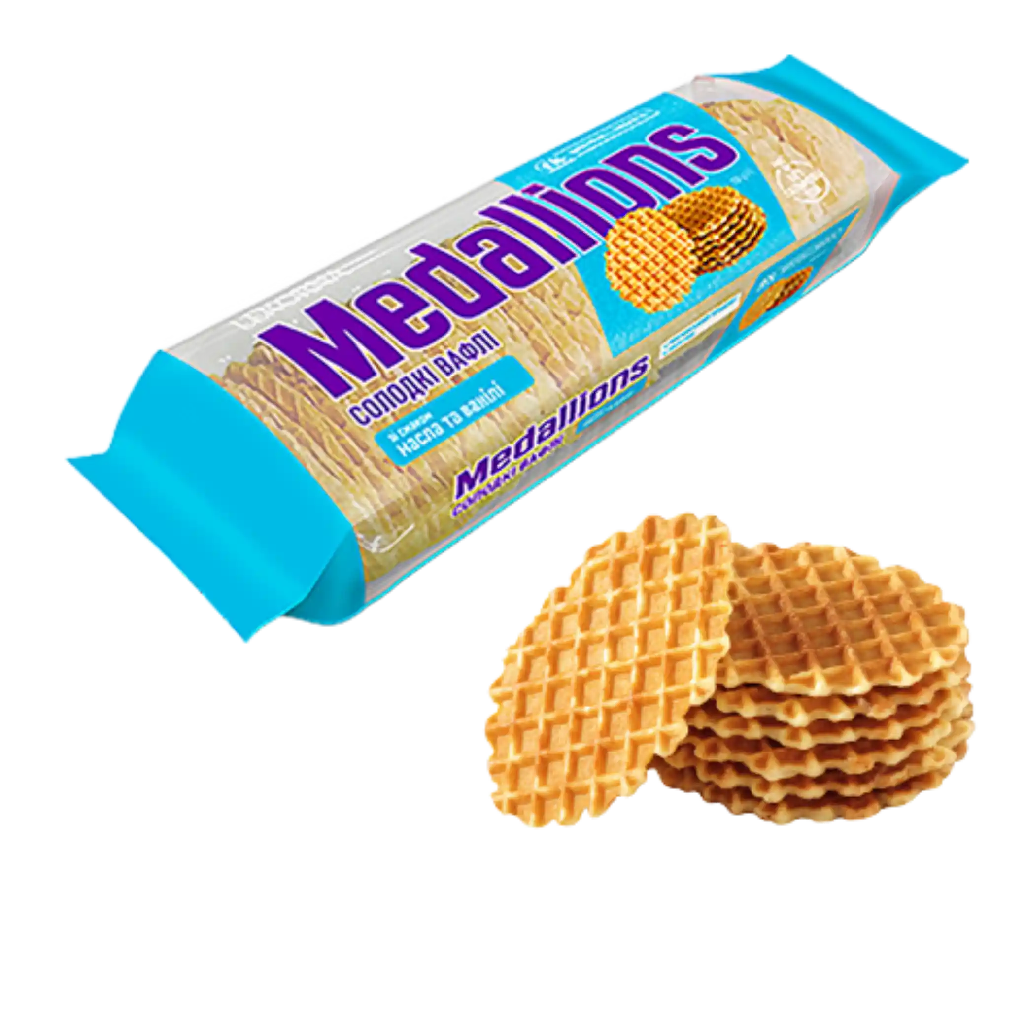 TM Lekorna Sladké vafle „Medallions“ s příchutí máslo-vanilka, 100g/ 12ks