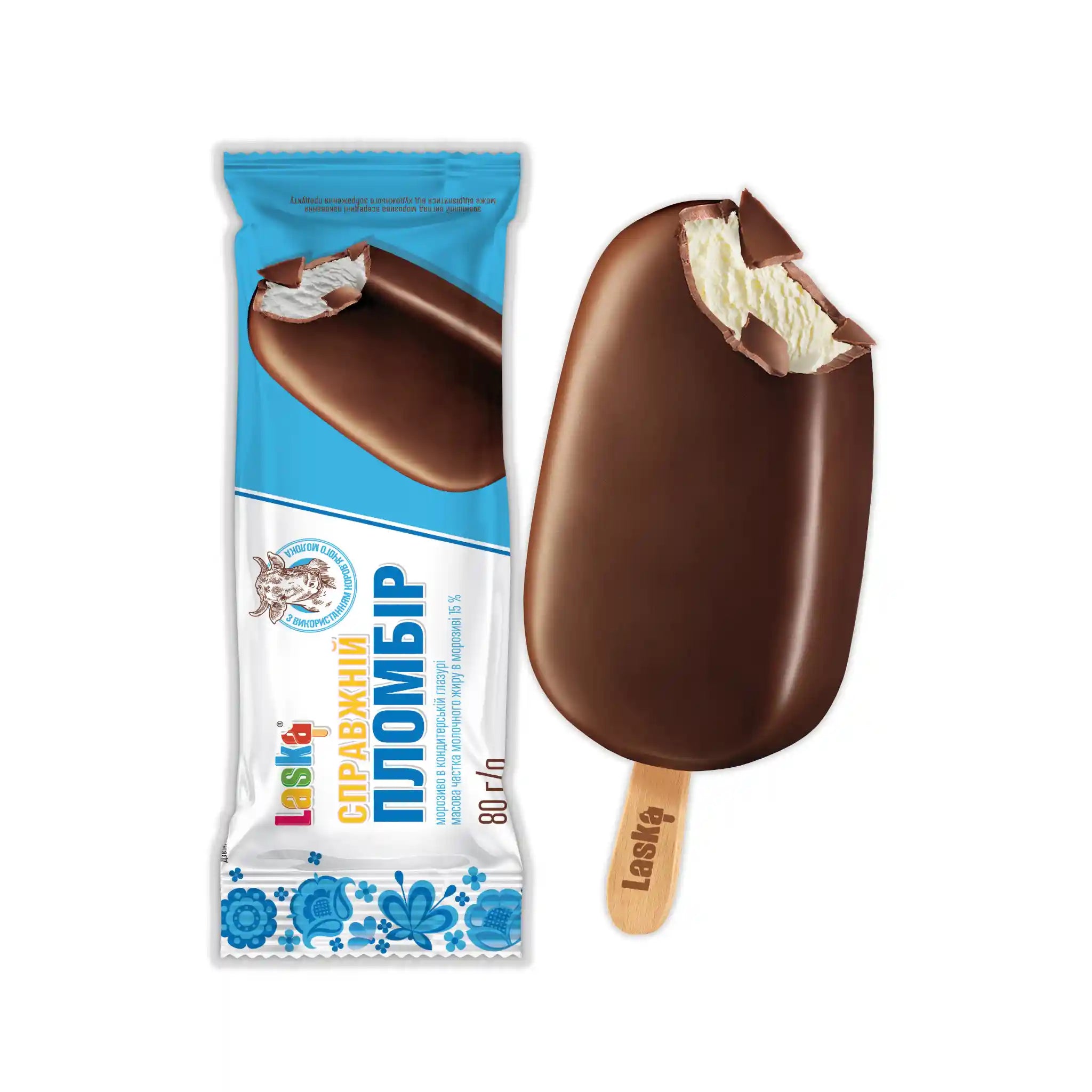 Laska Zmrzlina "Real plombir', v cukrářské polevě 80g/24ks