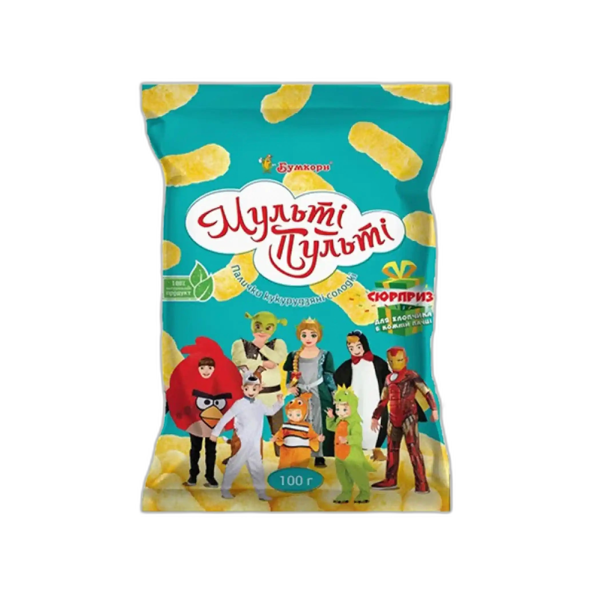 Boomcorn Kukuřičné křupky "Multi Pulti" pro chlapce, 100g/12kus