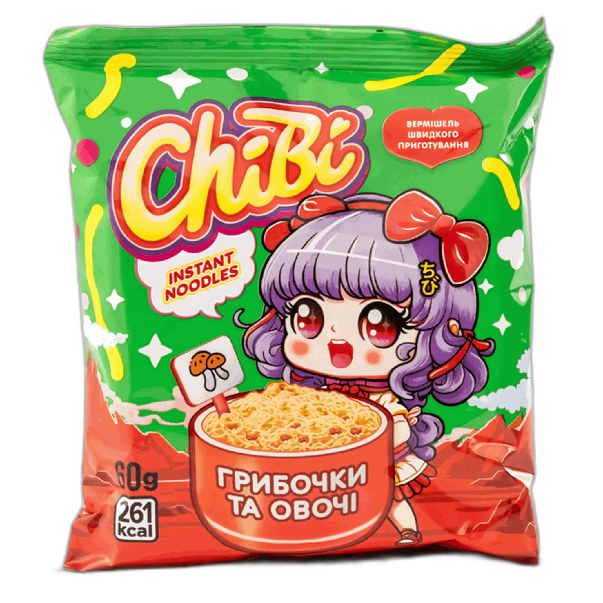 ChiBi Instantní nudle houbové, 60g/60ks