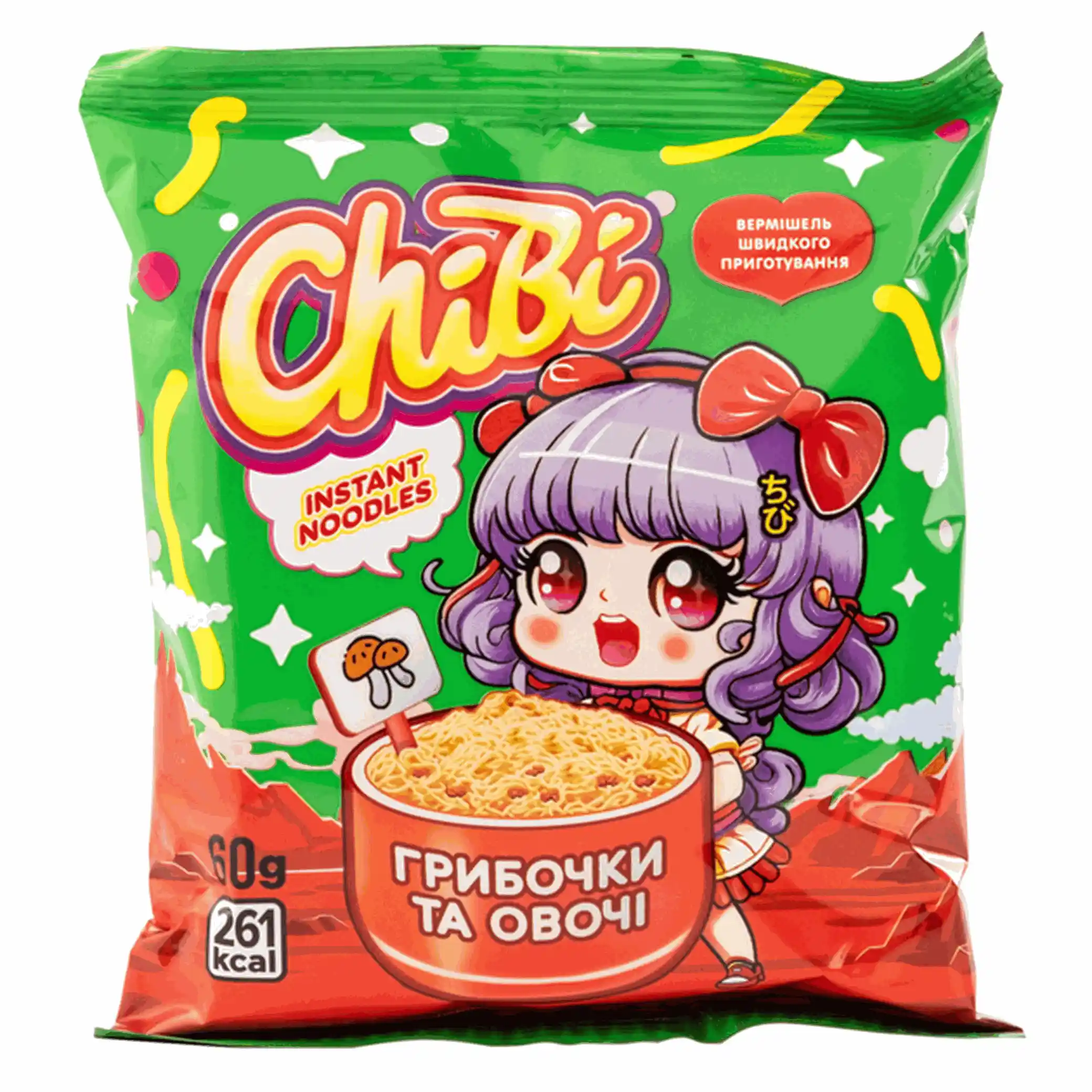 ChiBi Instantní nudle houbové, 60g/60ks
