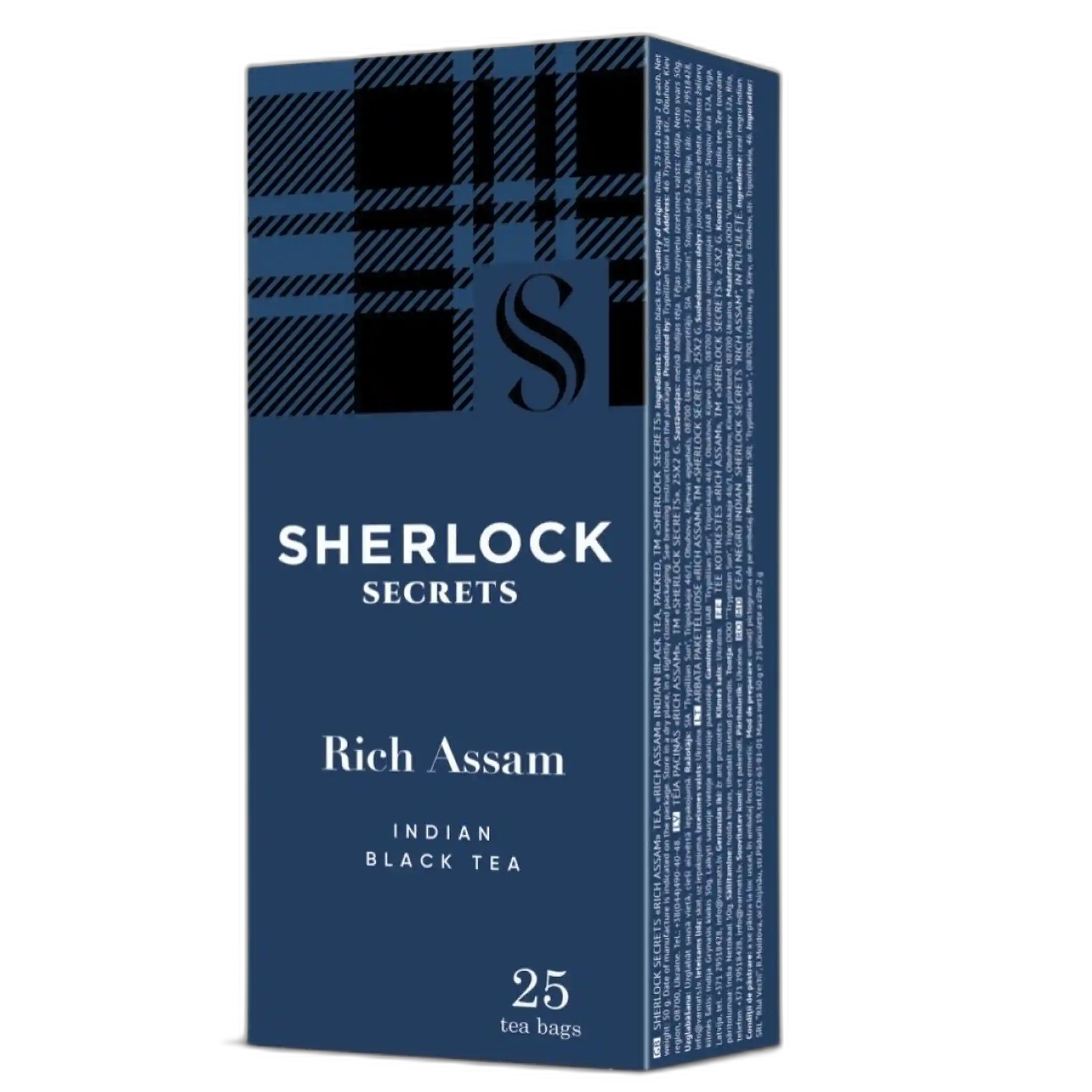 Sherlock Secrets Černý čaj indický „Rich Assam“, v sáčcích, 25 × 2 g/18 ks