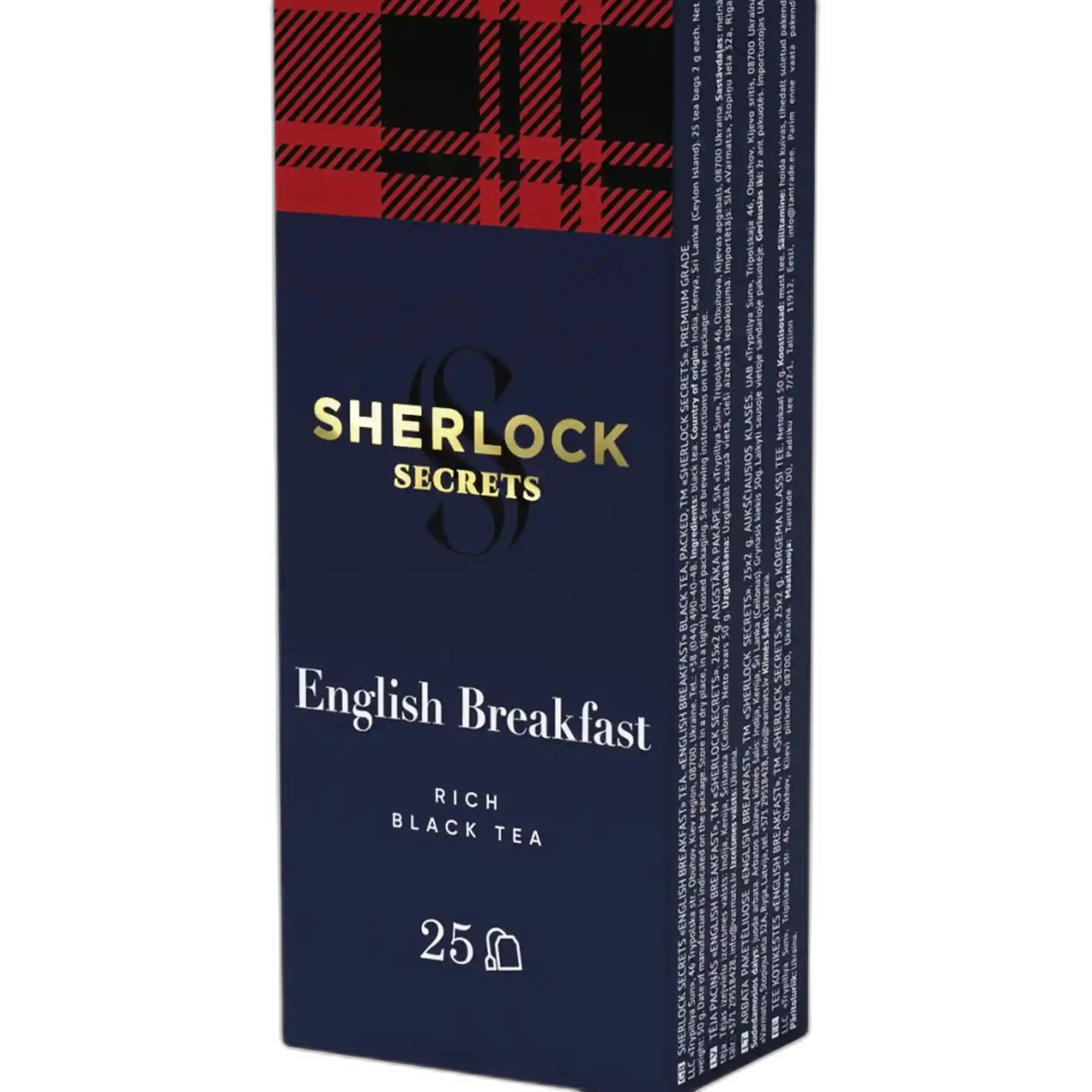 Sherlock Secrets Černý čaj „English Breakfast“, v sáčcích, 25 × 2 g/18 ks
