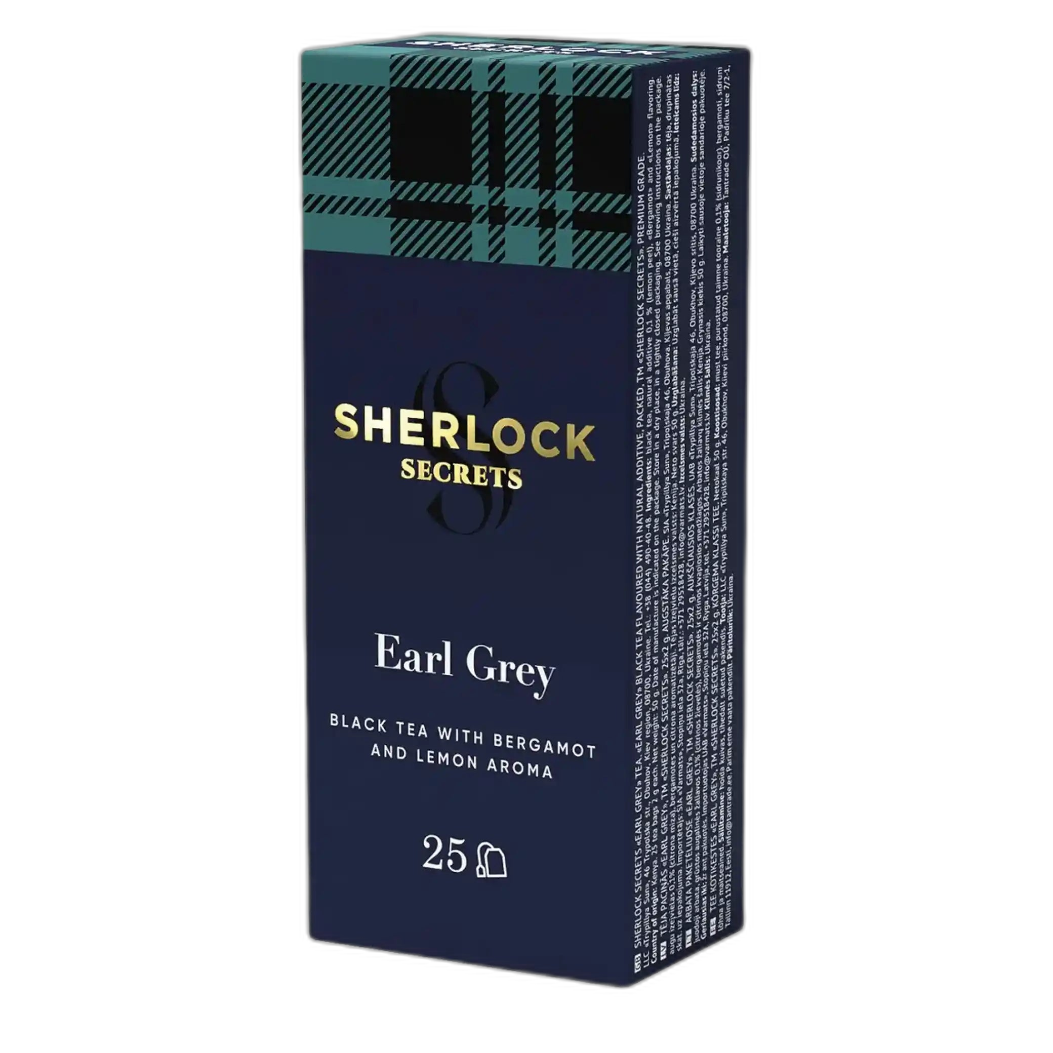 Sherlock Secrets Černý čaj s bergamotem „Earl Grey“, v sáčcích, 25 × 2 g/18 ks