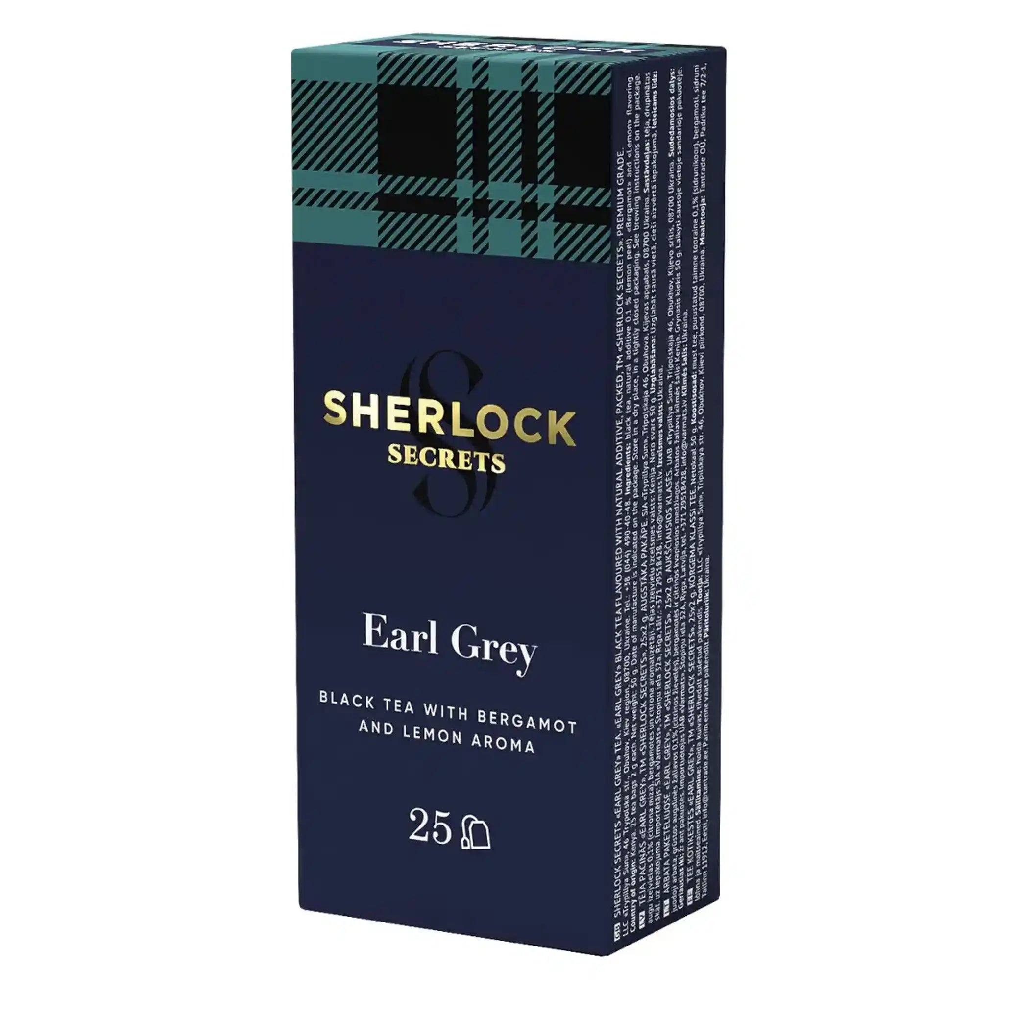 Sherlock Secrets Černý čaj s bergamotem „Earl Grey“, v sáčcích, 25 × 2 g/18 ks