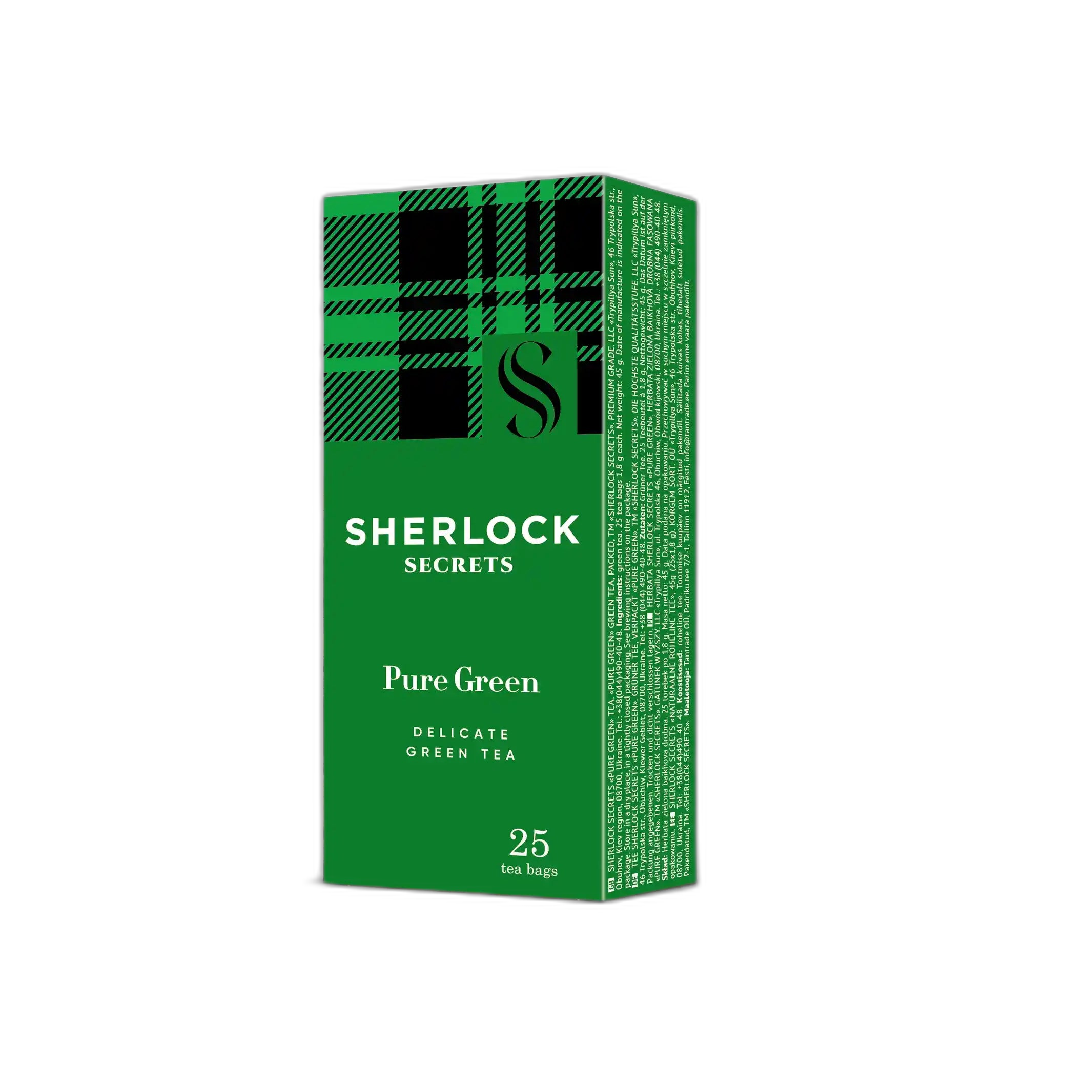 Sherlock Secrets Zelený čaj „Pure Green“, v sáčcích, 25 × 1,8 g/ 18 ks