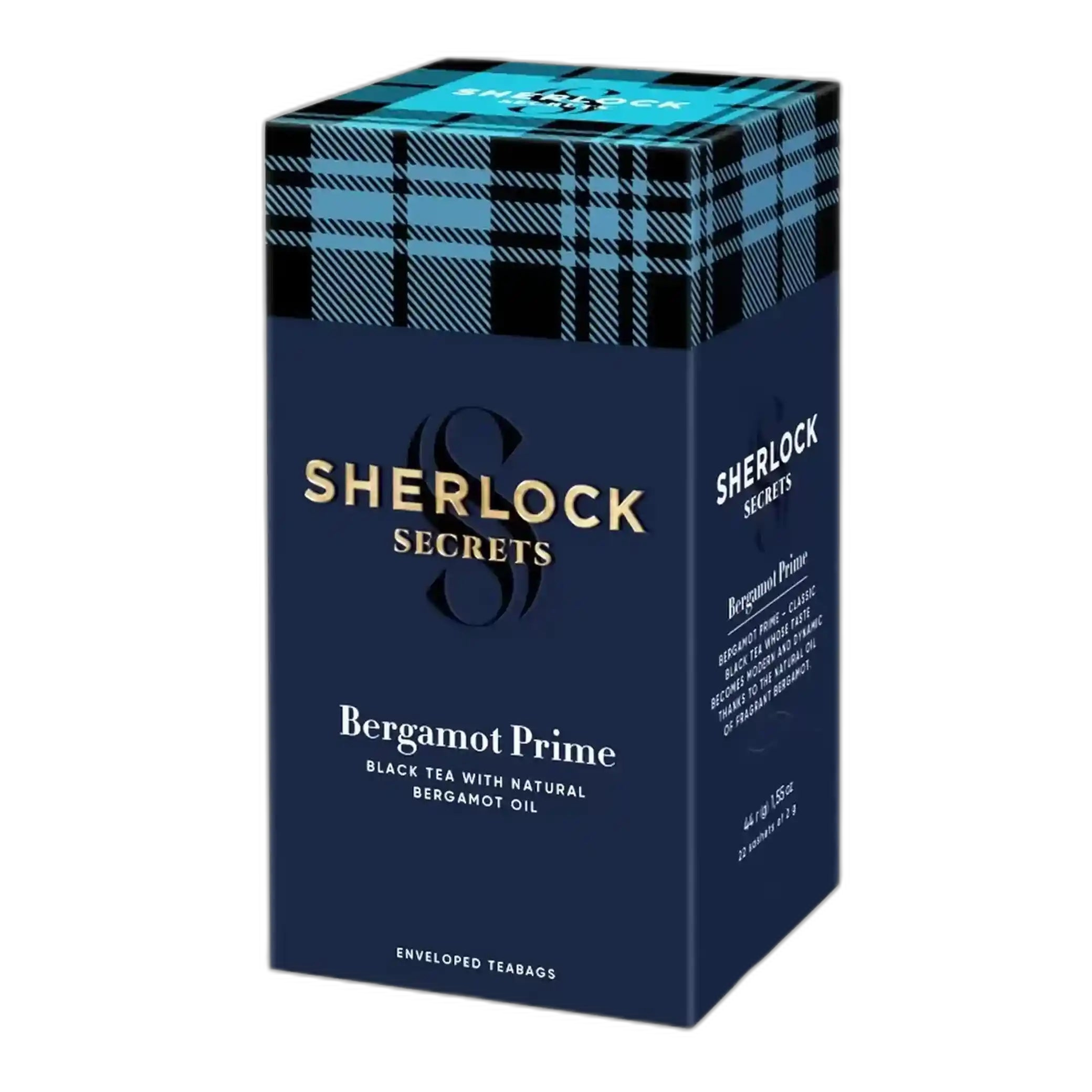 Sherlock Secrets „Bergamot Prime“ černý cejlonský jemně mletý čaj s přírodním bergamotovým olejem, 22 sáčky × 2 g/ 12 ks