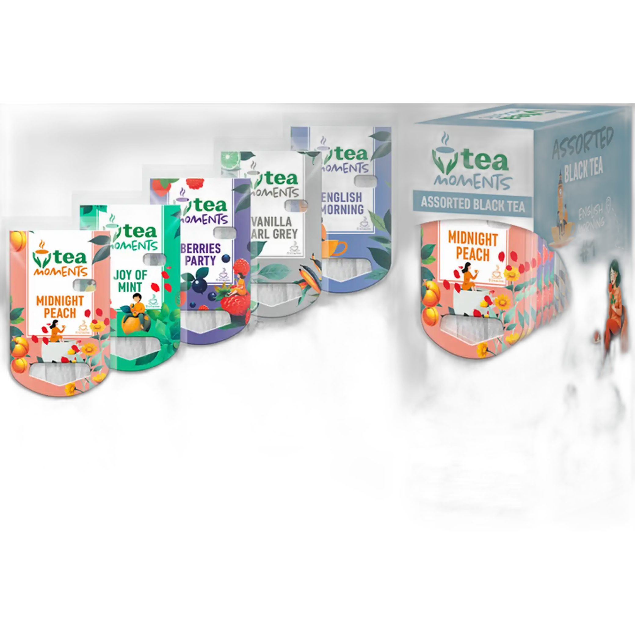 Tea Moments „Assorted Black Tea“ sada černých čajů, 5 příchutí × 3 sáčky/ 15 ks