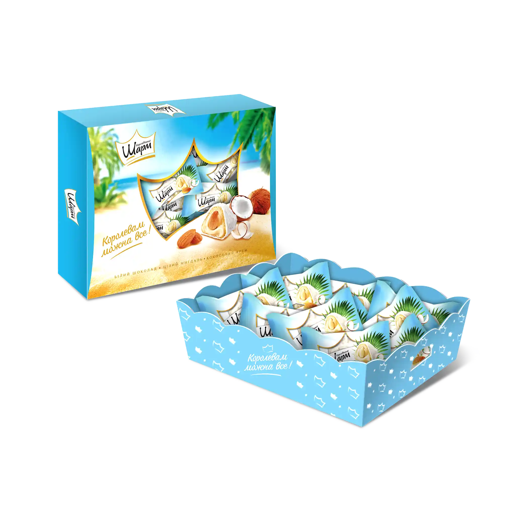 ABK Bonbóny „Royal Charm“ s celou mandlí a kokosovým krémem, 185 g/12ks