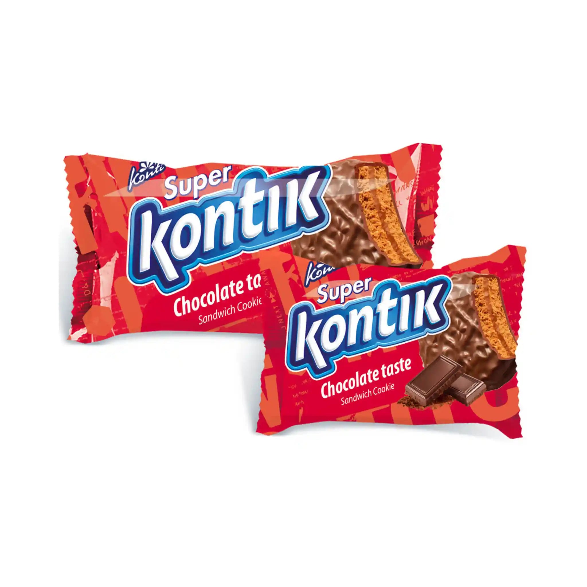 Konti "Super Kontik" sušenky-sendvič  s příchutí čokolády, 90g/36ks