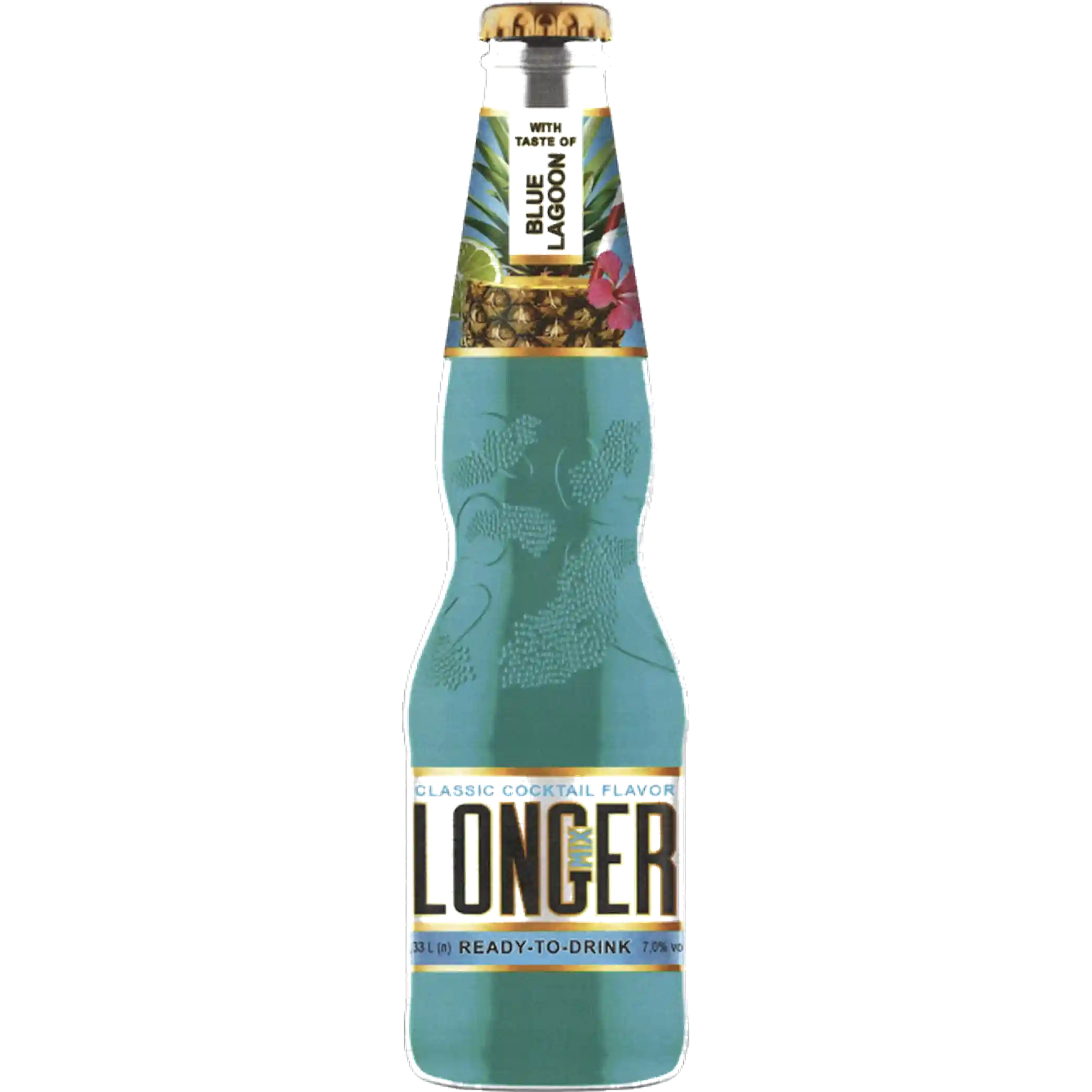 LONGMIXER koktejl „Blue Lagoon“, alk. 7%,  sklo, 0,33 L/24ks