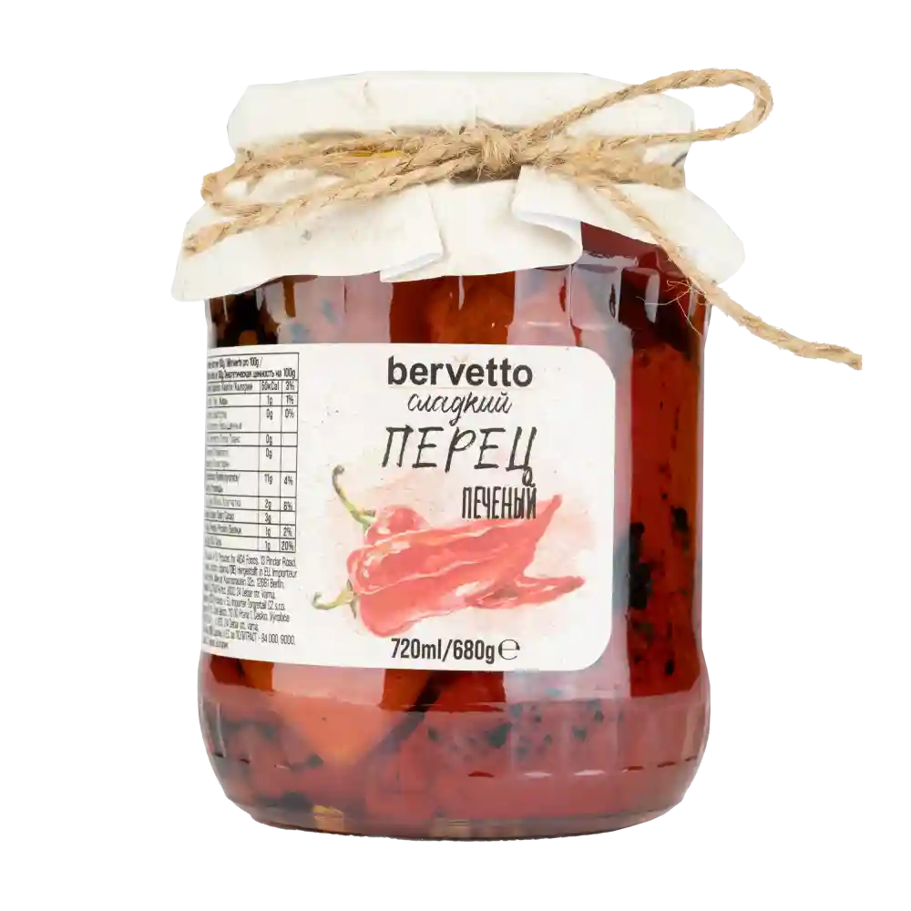 Bervetto Grilovaná paprika, 720ml/680g /6 ks