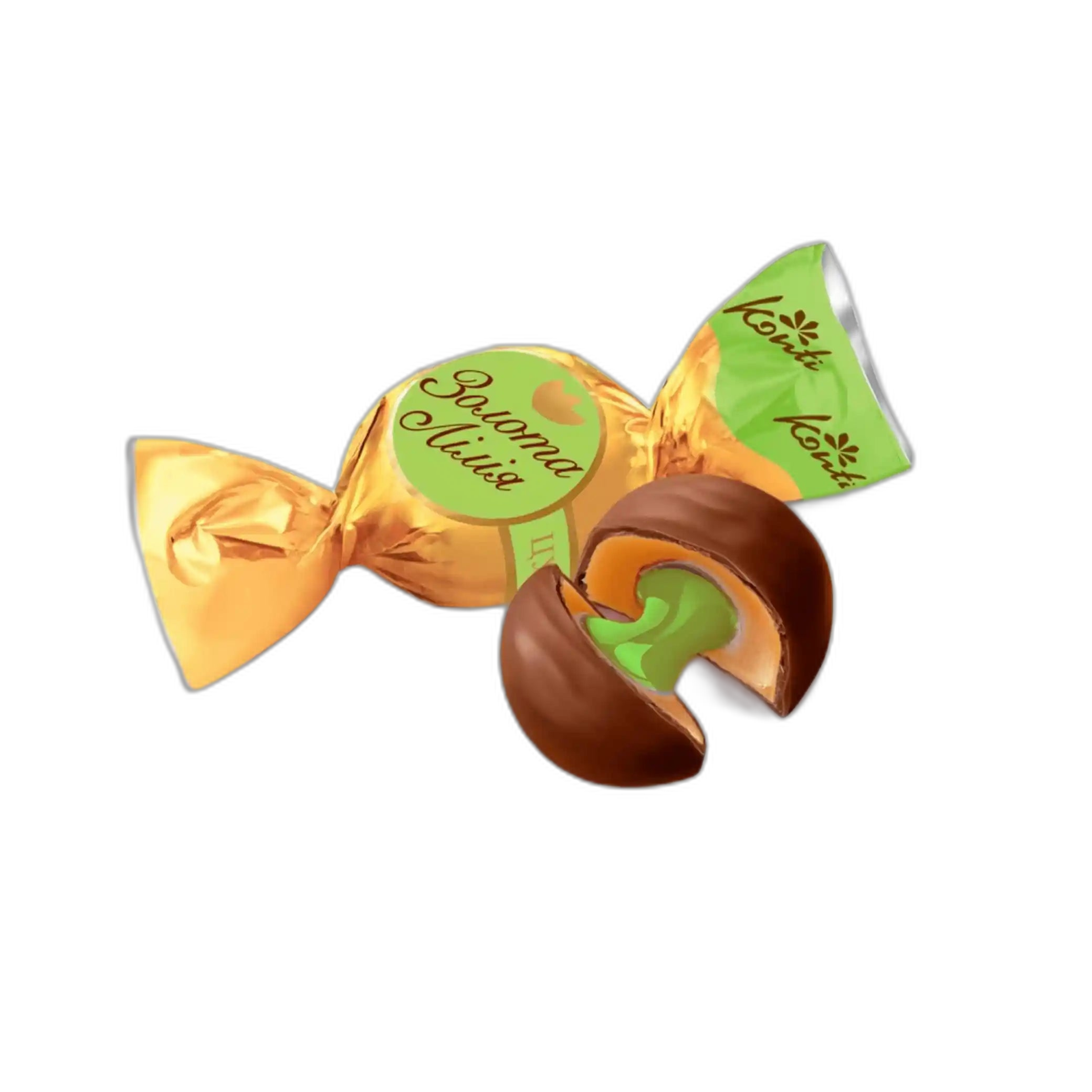 Konti "Golden Lily" karamelové bonbóny s pistáciovou příchutí, 1kg/7ks