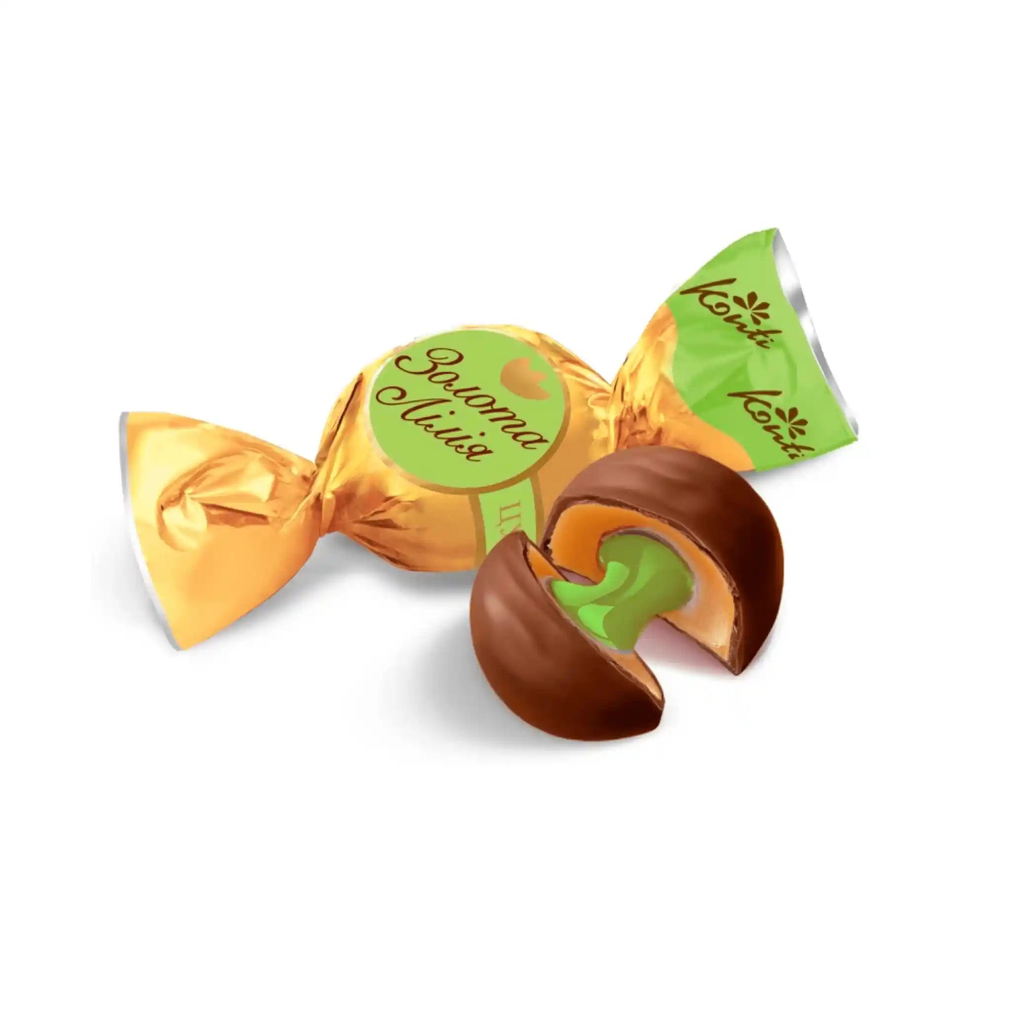 Konti "Golden Lily" karamelové bonbóny s pistáciovou příchutí, 1kg/7ks