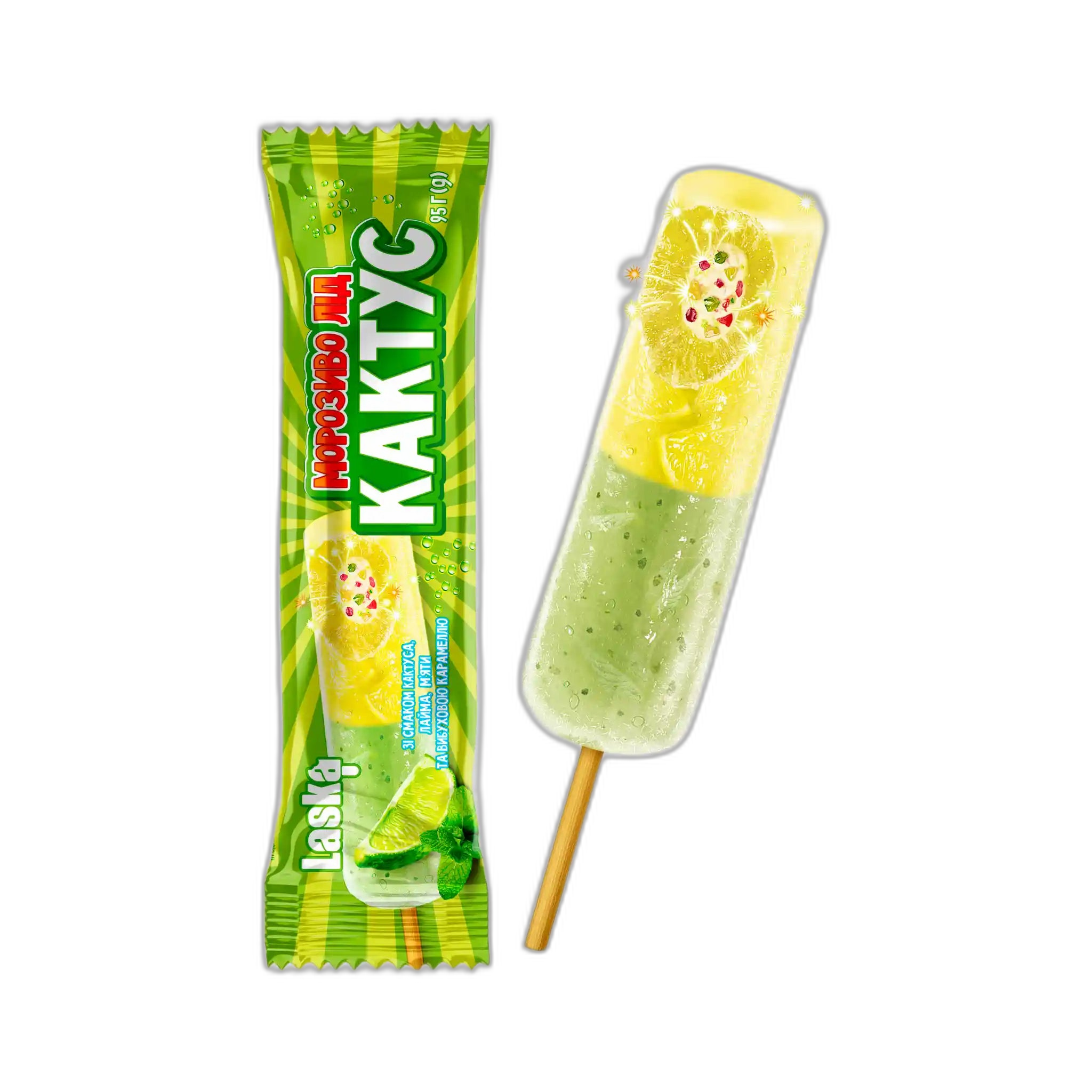 Laska Led „Kaktus“ s příchutí kaktusu, limetky, citronu, máty a bonbónů , 95g/32ks