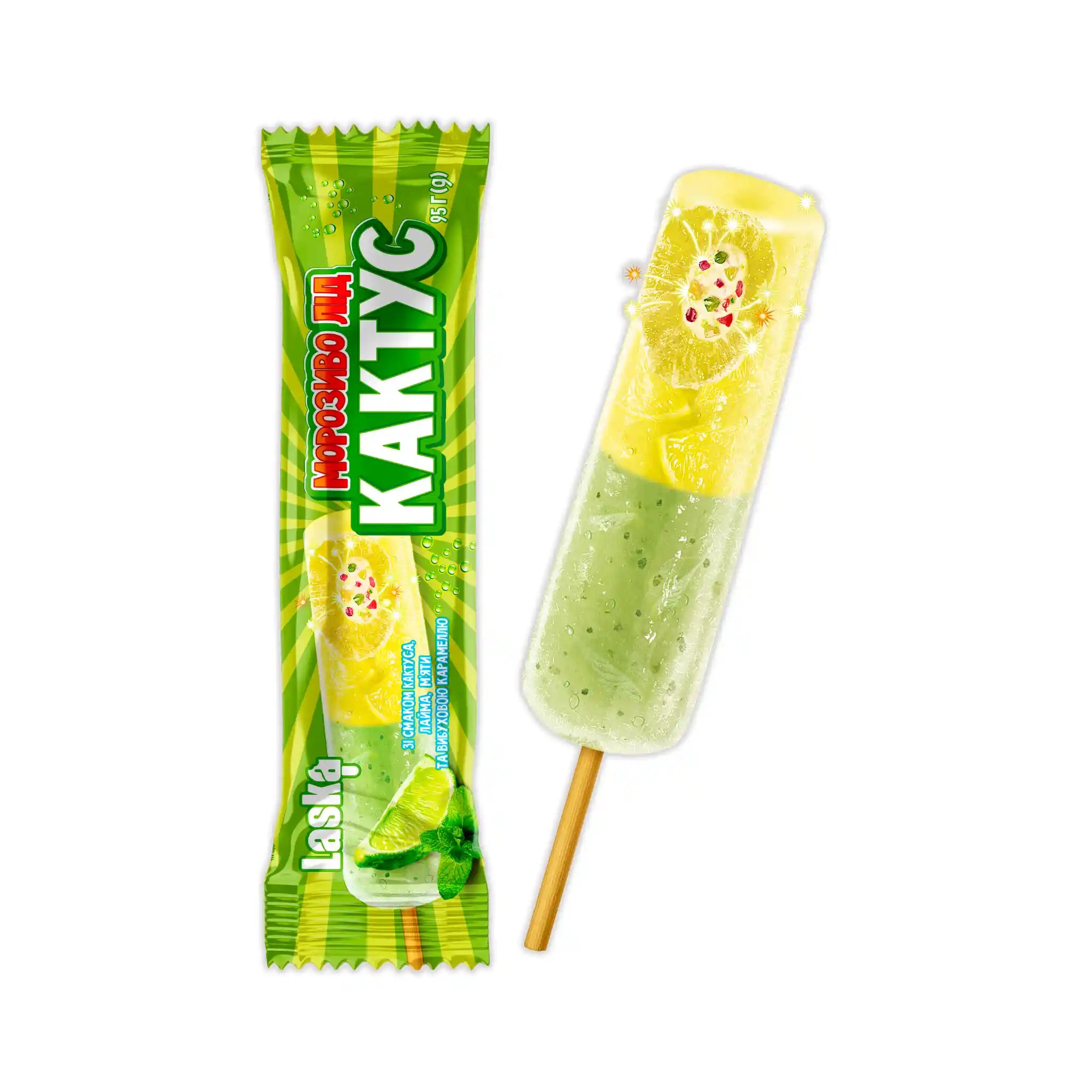 Laska Led „Kaktus“ s příchutí kaktusu, limetky, citronu, máty a bonbónů , 95g/32ks