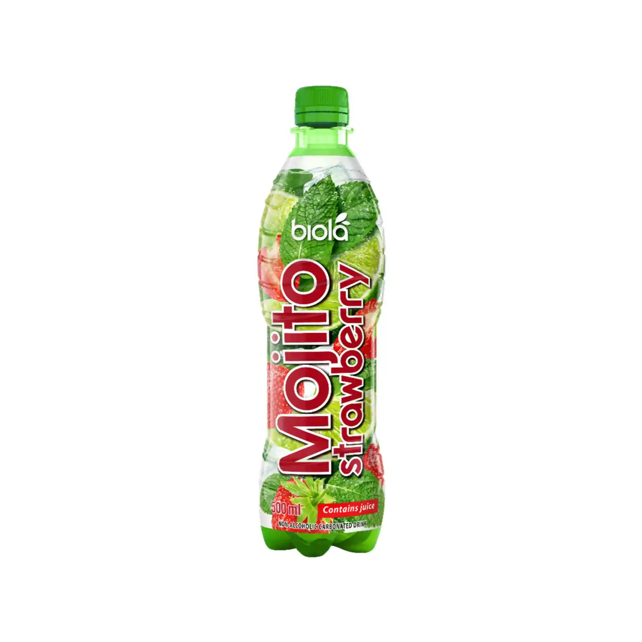 Biola Nápoj nealkoholický "Kokteyl Mojito Jahoda", 0,5l/12ks
