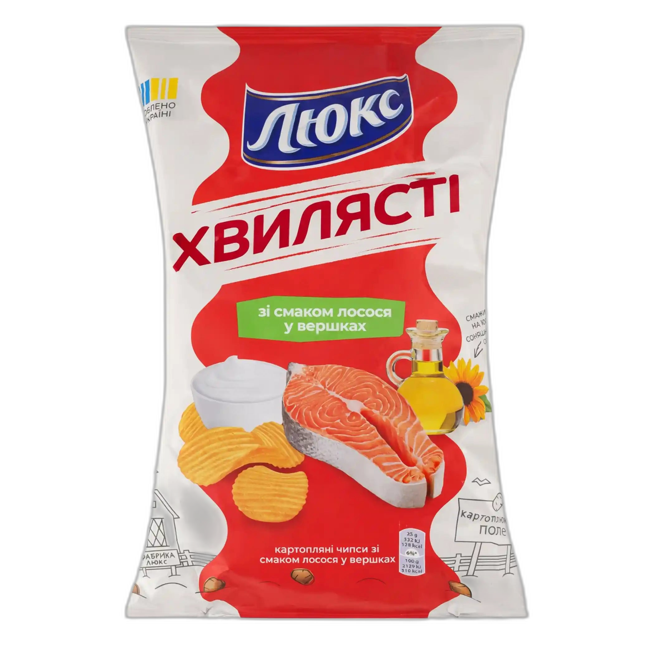 LUX Chipsy vlnkované s příchutí lososa ve smetaně, 125 g/22 ks