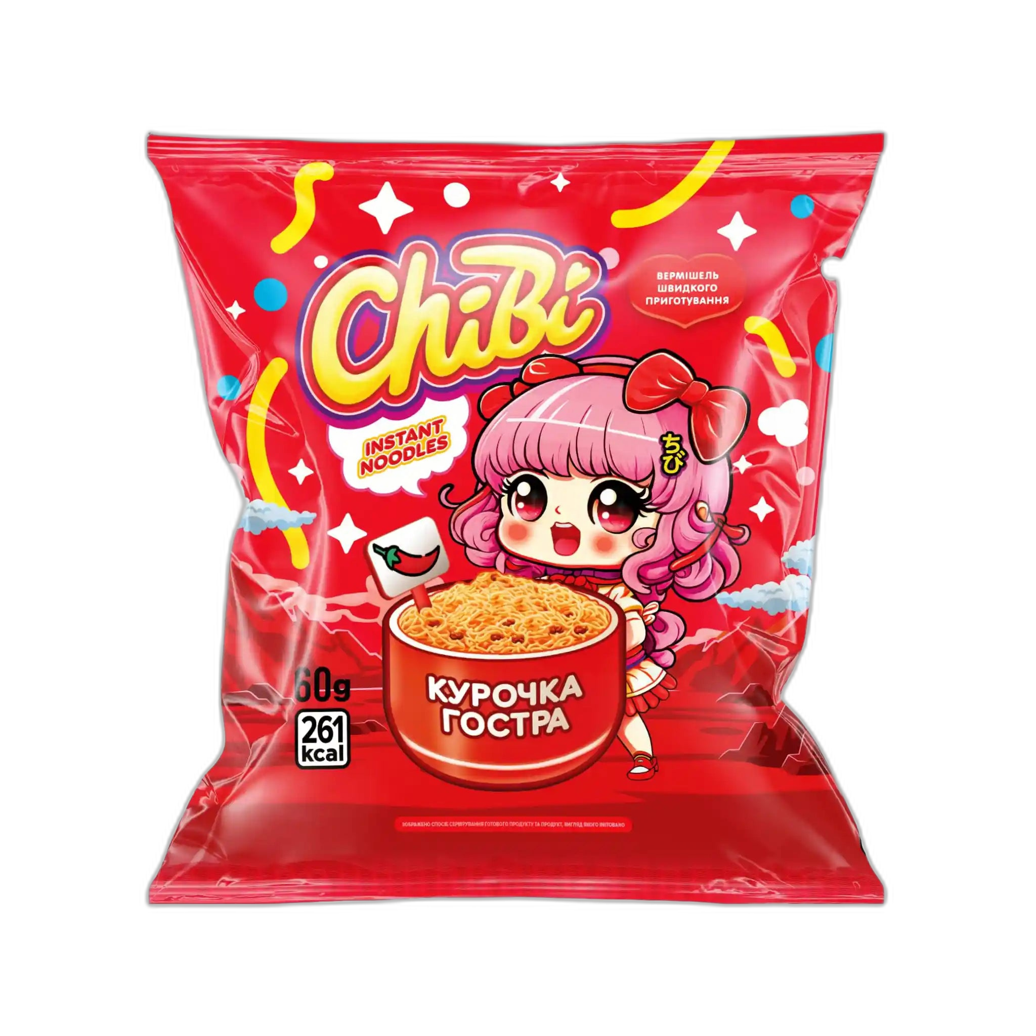 ChiBi Instantní nudle palivé kurecí, 60g/60ks