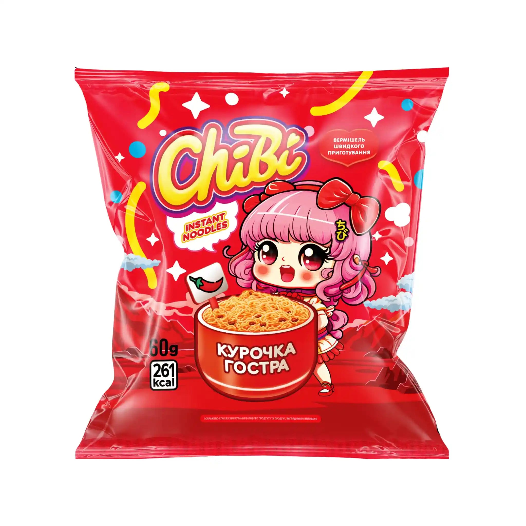 ChiBi Instantní nudle palivé kurecí, 60g/60ks