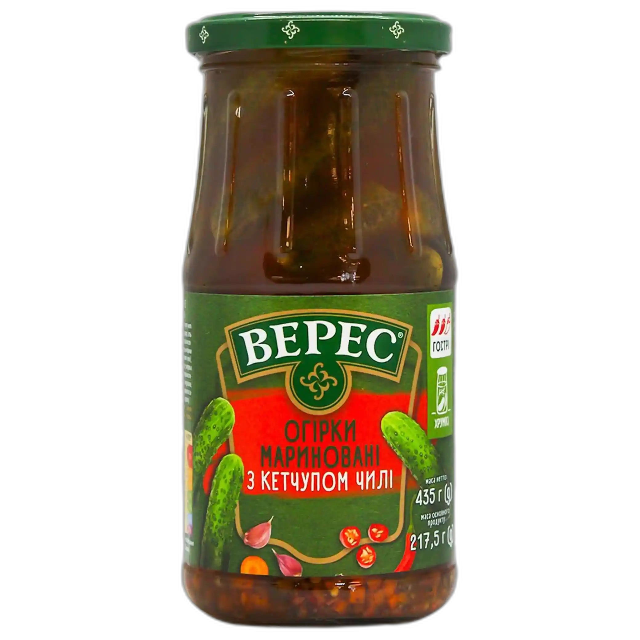 TM Veres Marinované kornišoni s chilli kečupem, 435 g/ 12ks