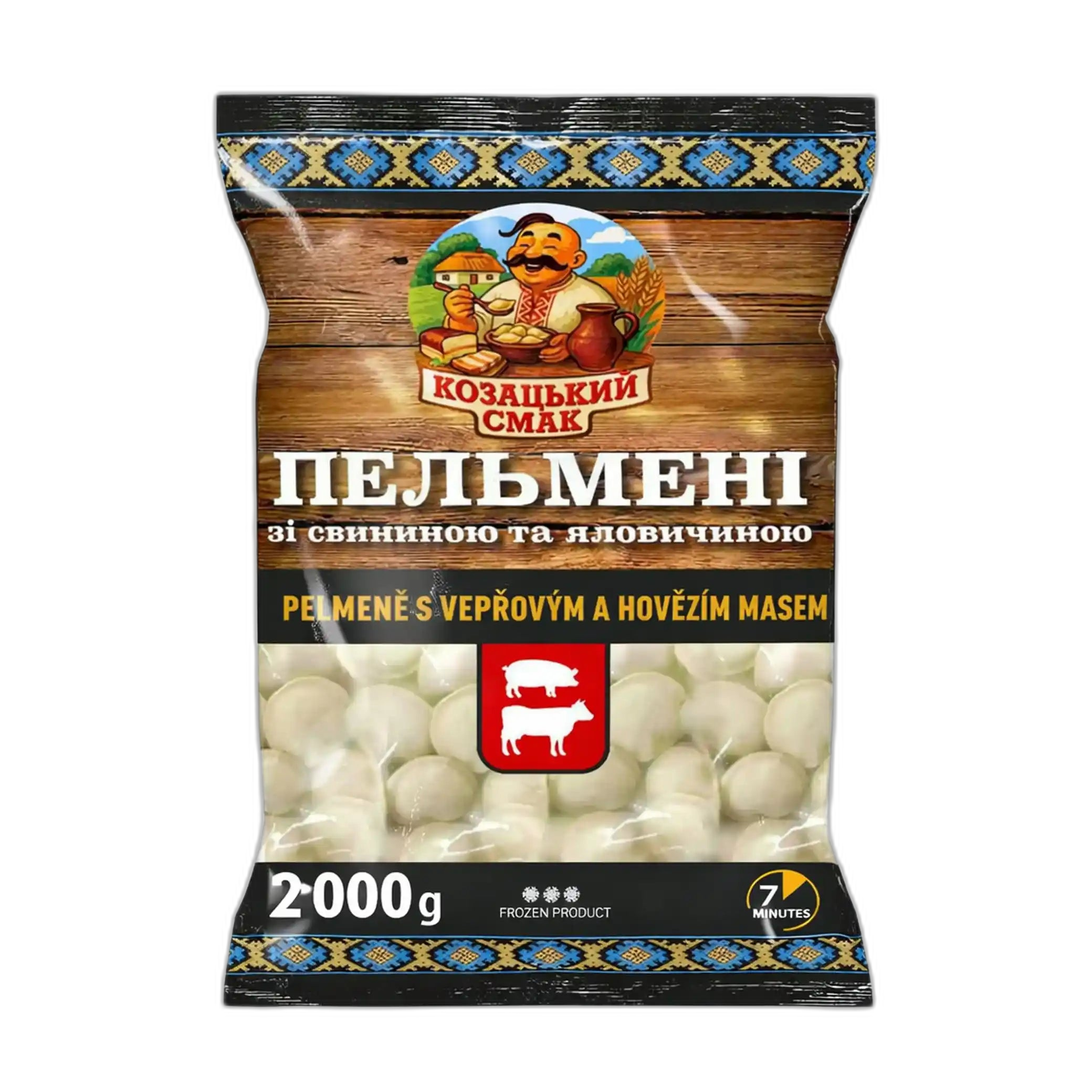 Kozacký Smak Pelmeně s vepřovým a hovězím masem, 2000 g/6 ks